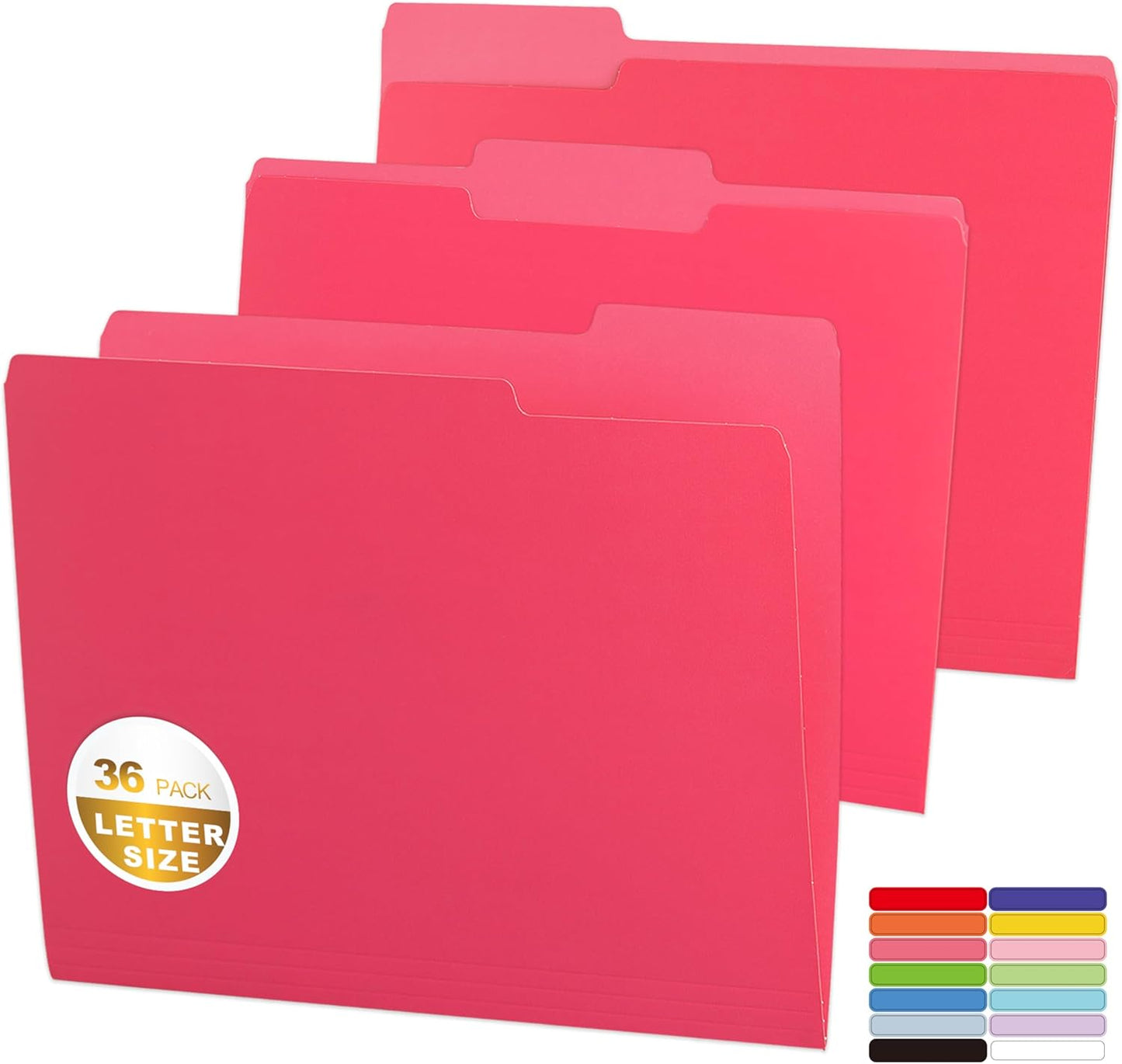 36 Packs Colored File Folders,Rose Red File Folders,Two Tone Color File Folder 8.5 x 11 Inch,1/3 Cut Tabs Letter Size,Manila File Folders for Office,School and Home,Organization