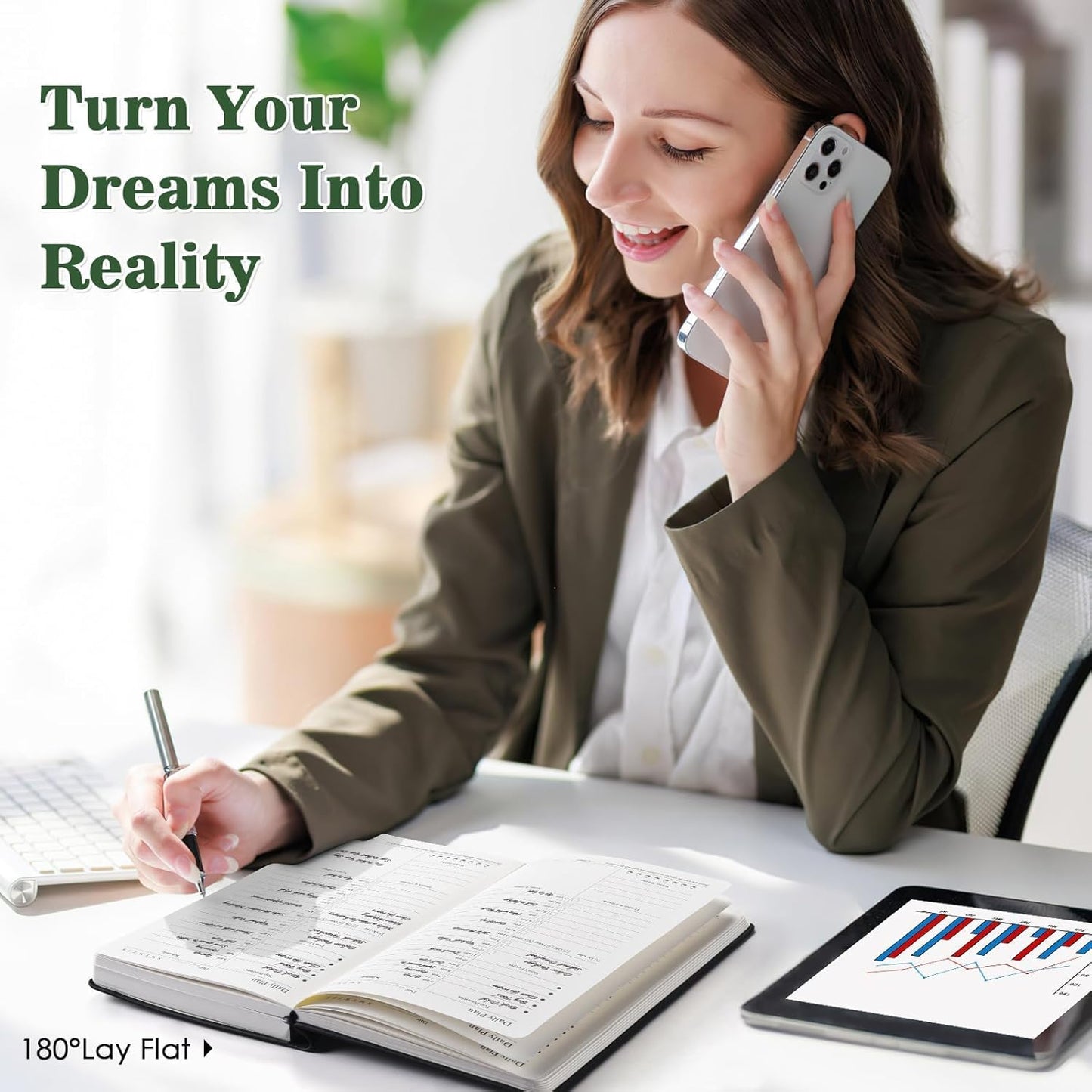 Asten Planner, Undated Daily Planner with To Do List, 365 Days Planner for ADHD Adult, Agenda for, Hourly Planner Notebook for Goal Setting, Productivity Planner with Calendar, 8.3'' x 5.8'' (Green)