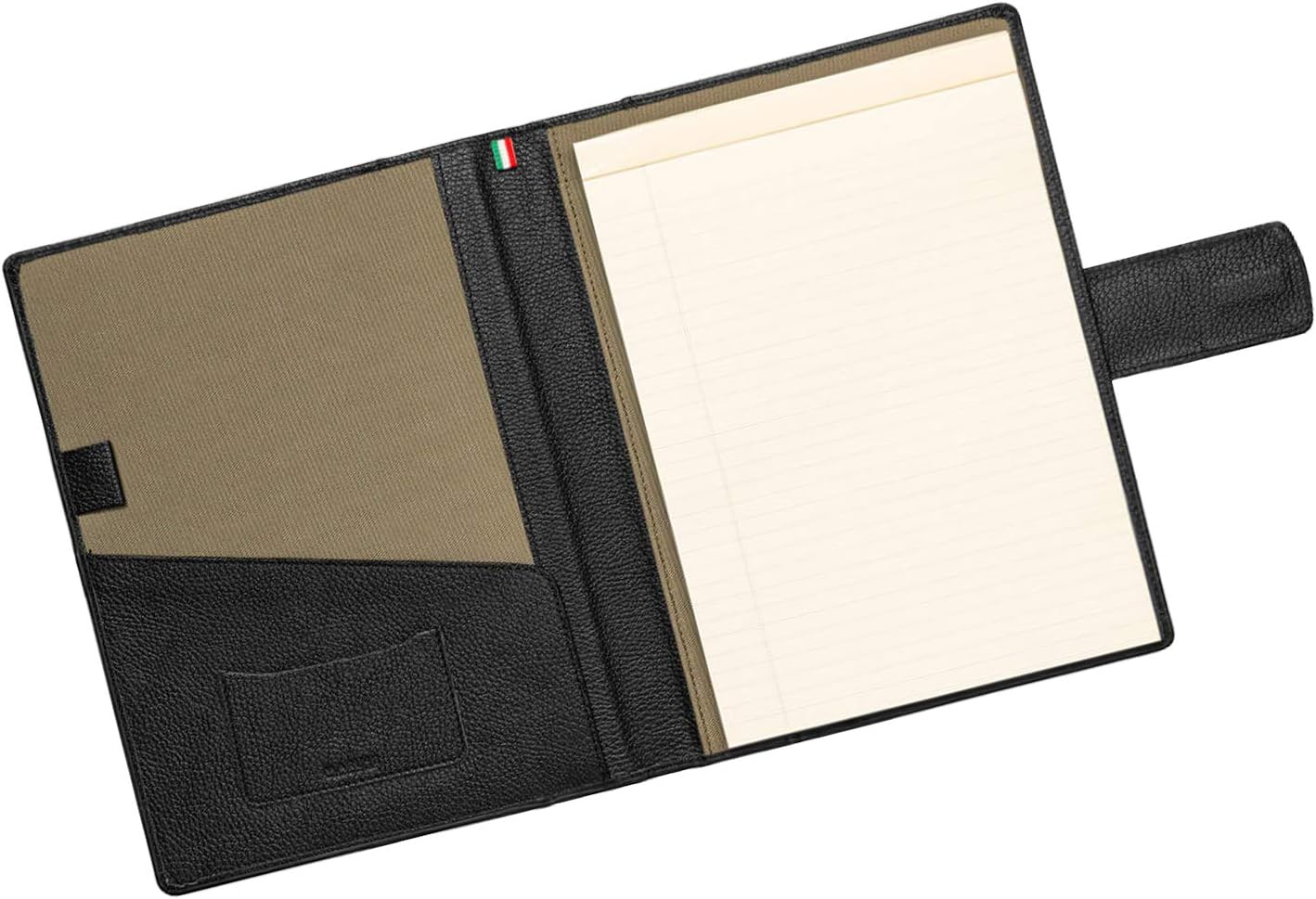 Maruse Italian Leather Executive Padfolio, Folder Organizer with Magnetic Closure and Writing Pad, Handmade in Italy, Black
