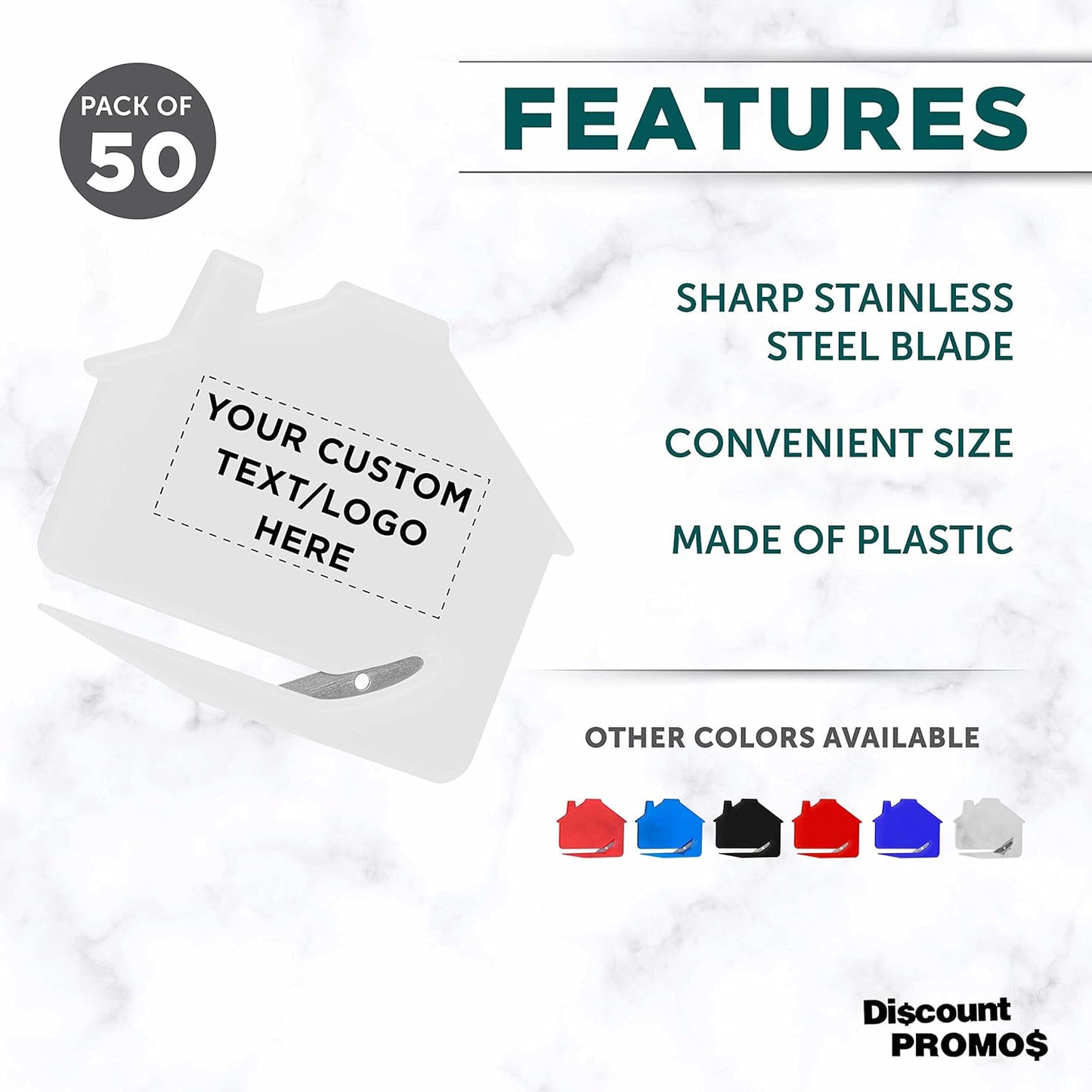 Custom House Letter Openers Set of 50, Personalized Bulk Pack - Perfect for Home or Office - White