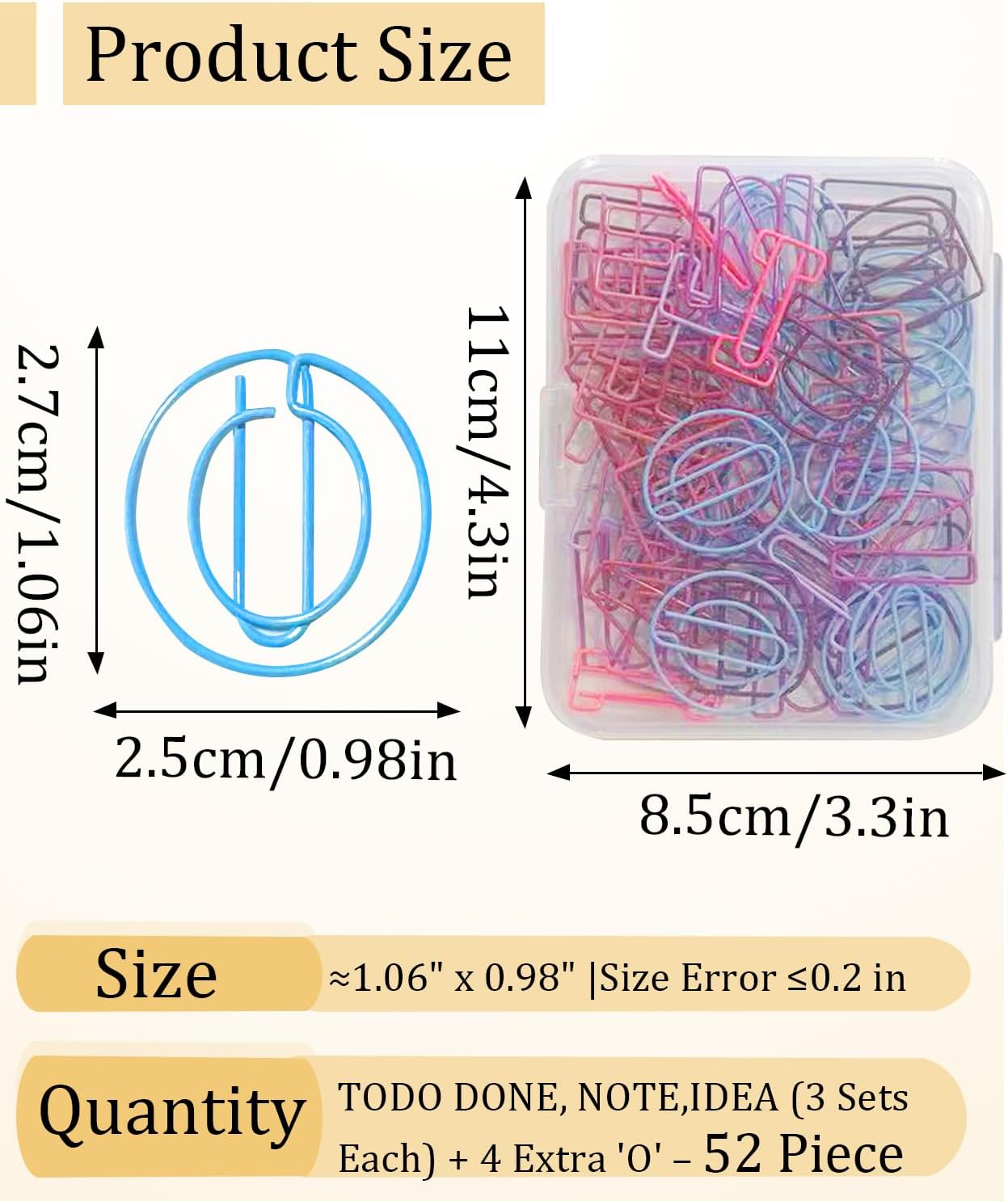 52 Pcs Stainless Steel Paper Clips - Alphabet Letter Clips for Office & School with Storage Box Assorted Color (Office Series)