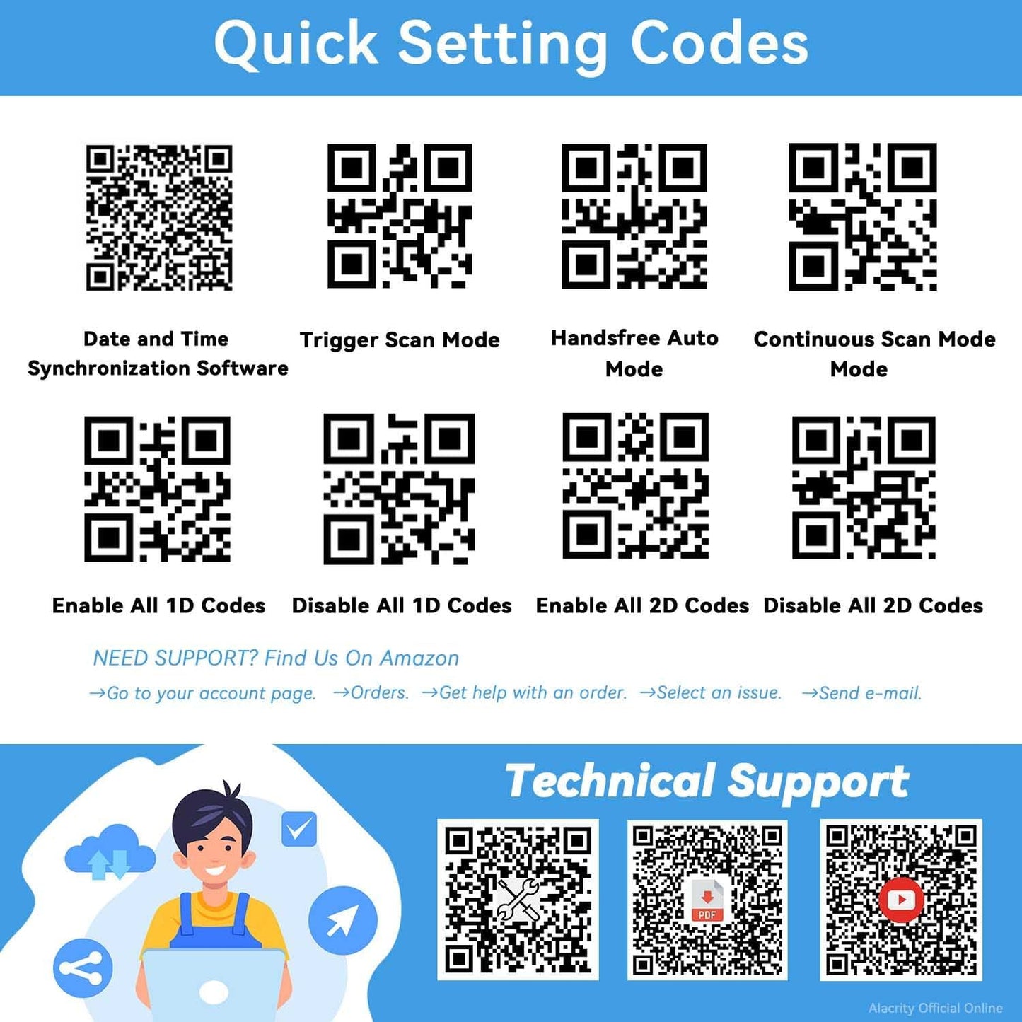 Alacrity Wireless Charging 1D 2D Barcode Scanner, UHF RFID Tags Reader, 2.4Ghz Wireless Bluetooth Wired 3 in 1 Connectivity, for Retail, Logistics, Manufacturing