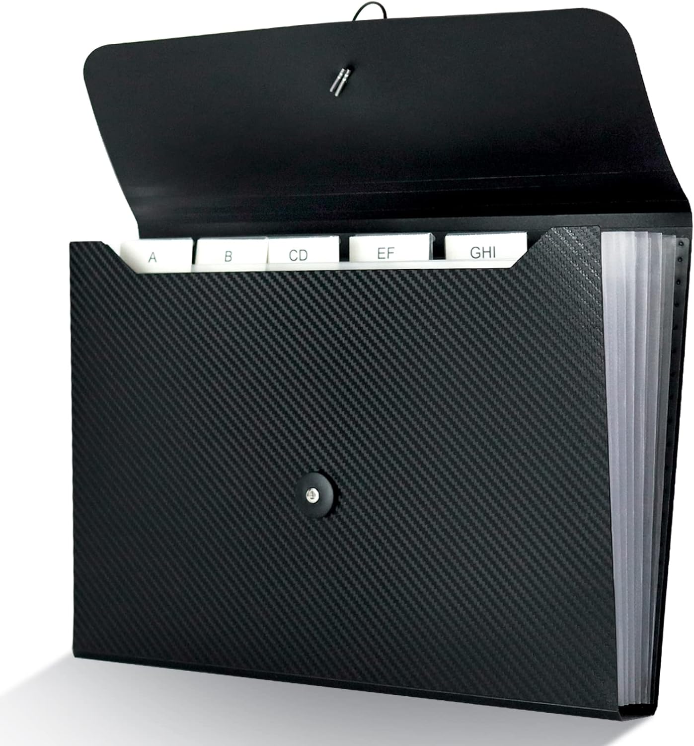 7 Pocket Expanding File Folder with Tab Inserts, Accordian File Organizer Document Receipt Organizer, Accordion Folder File Keeper A4 Letter Size, for School Home Office, Black