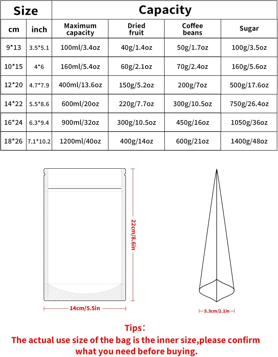 100 Pack Resealable Stand Up Bags,5.5" x 8.6" Smell Proof Pouch Sealable Foil Pouch Bags for Packaging (White)