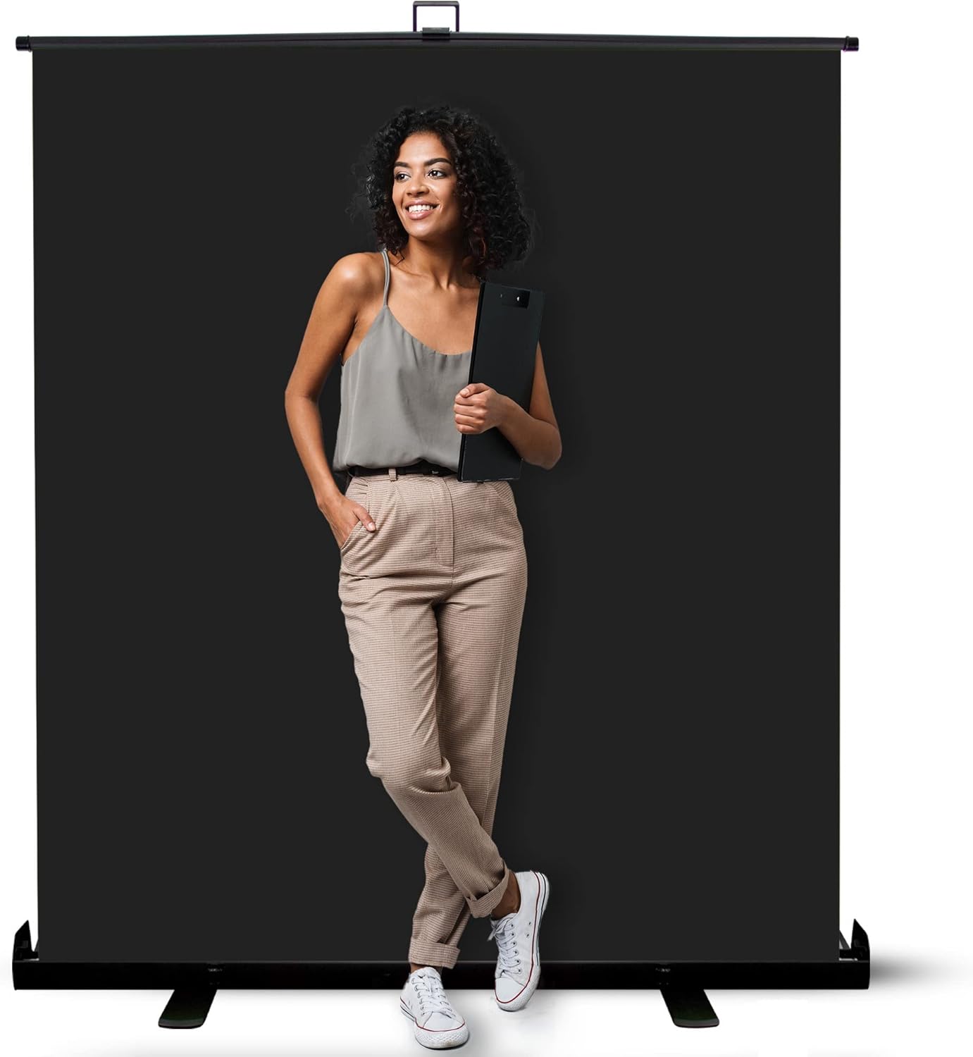 KHOMO GEAR 62-Inch Black Backdrop – Collapsible, Portable Photography & Video Background for Studio, Streaming, Zoom & Content Creation – Wrinkle-Resistant, High-Density Fabric, Easy Setup