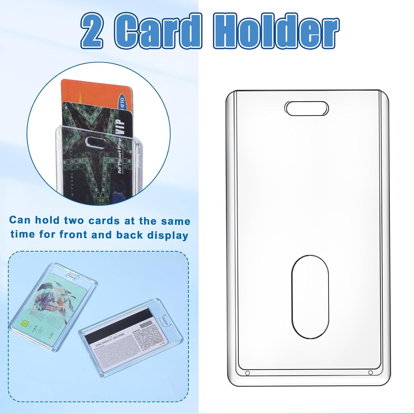 30 PCS Acrylic Card Holders, Clear ID Card Holders, Hard Plastic Badge Holder, Vertical Card Protector, Cover Transparent Badge Protector for Office Classroom Fair