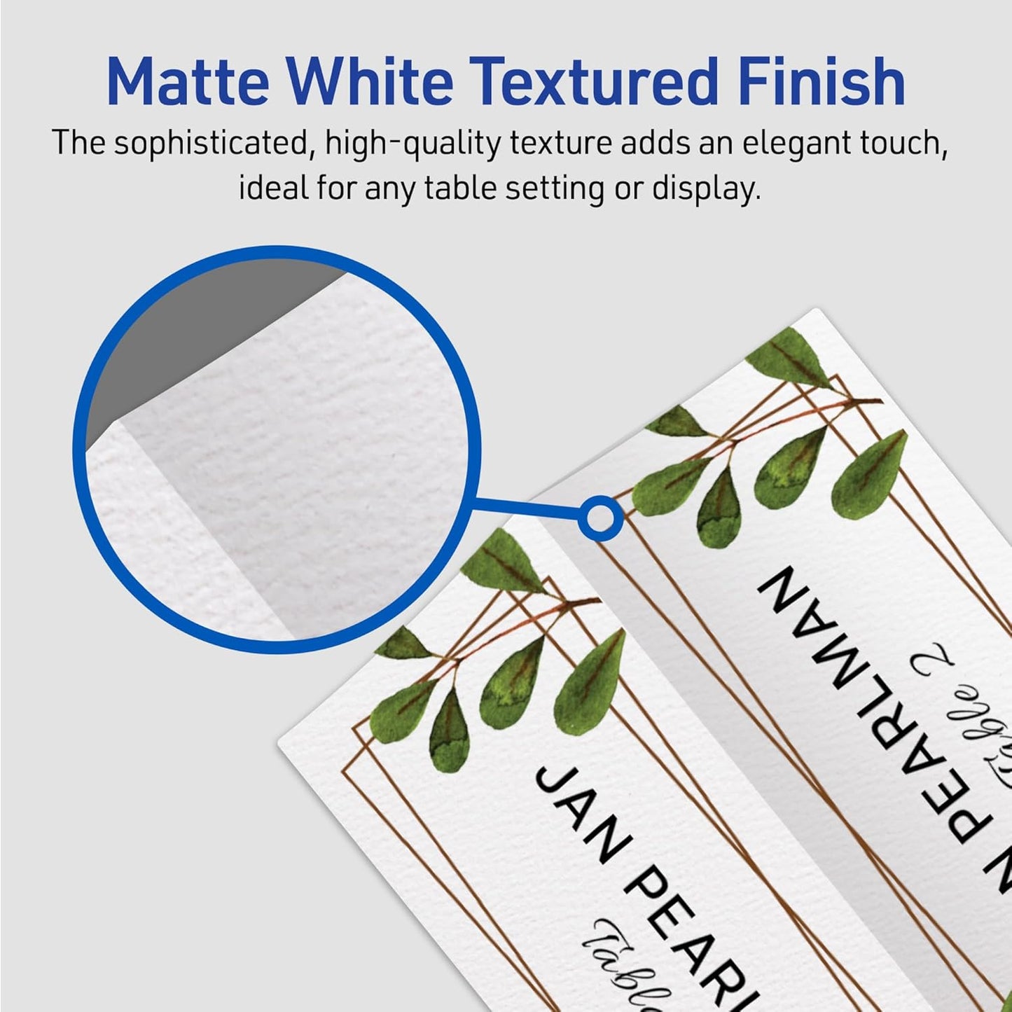 Avery Printable Place Cards with Sure Feed Technology, 1-7/16" x 3-3/4", Textured White, 150 Blank Tent Cards for Laser or Inkjet Printers (16109)