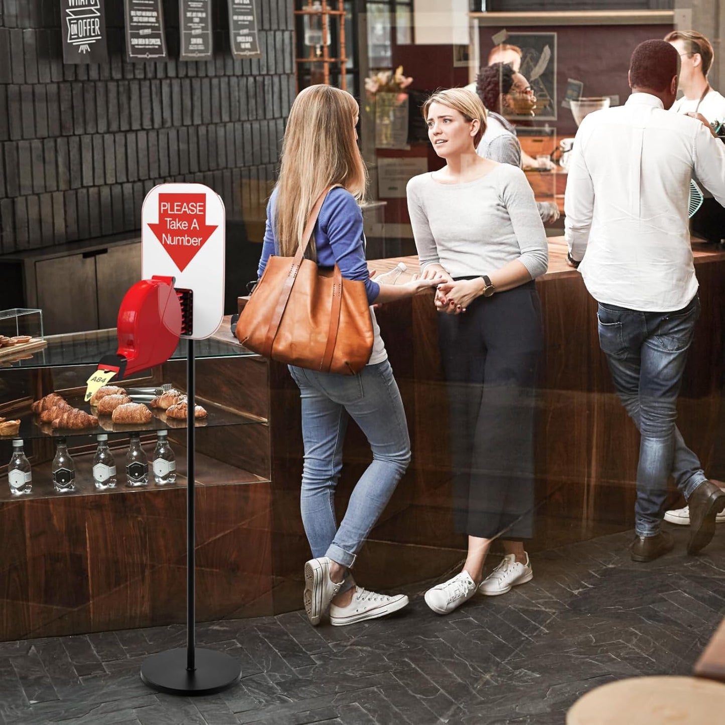 52 Inch Floor Stand for Take a Number System Ticket Dispenser and Sign, Heavy Duty Ticket Dispenser Holder with Round Base Mounting Hardware 4 cm Hole Space for Gag Gift Queue