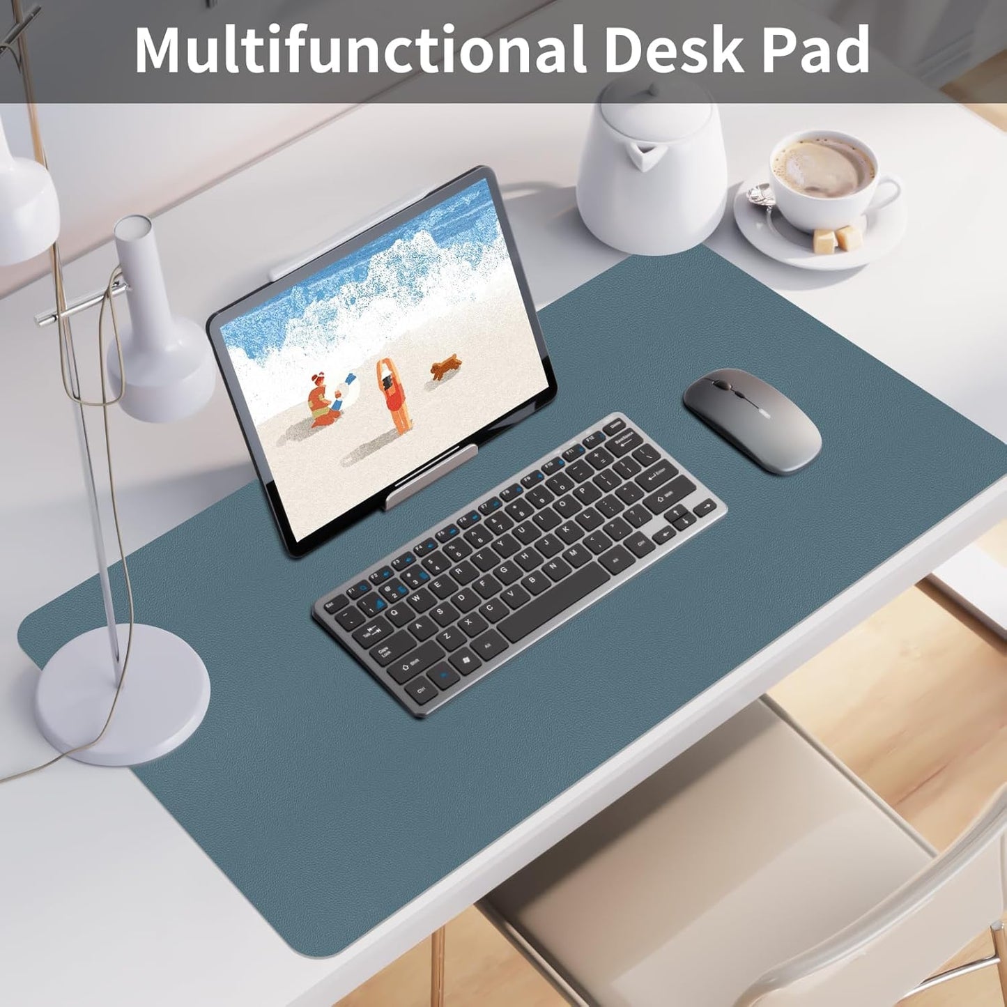 Bloss Light Blue Desk Mat 31.5x15.7, Desk Matt for Desktop, Waterproof Large Desk Mat, Computer Mat for Office/Home/Decor