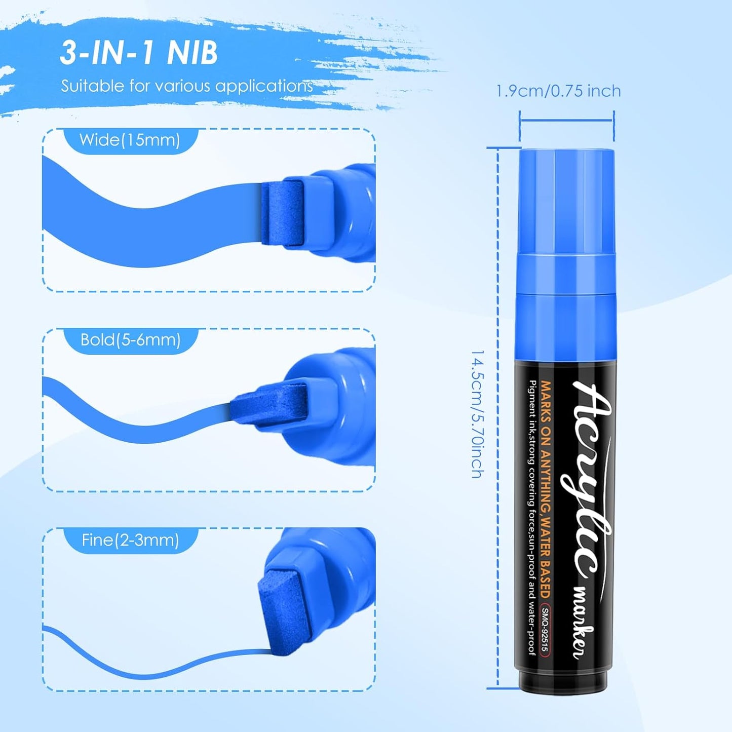 Acrylic Paint Markers, 10 Jumbo Colored Markers, 15mm Jumbo Felt Tip, Waterproof and Permanent Ink Paint Pens for Rock Painting, Stone, Ceramic, Glass, Wood, Canvas, Outdoor Paintings,Signs