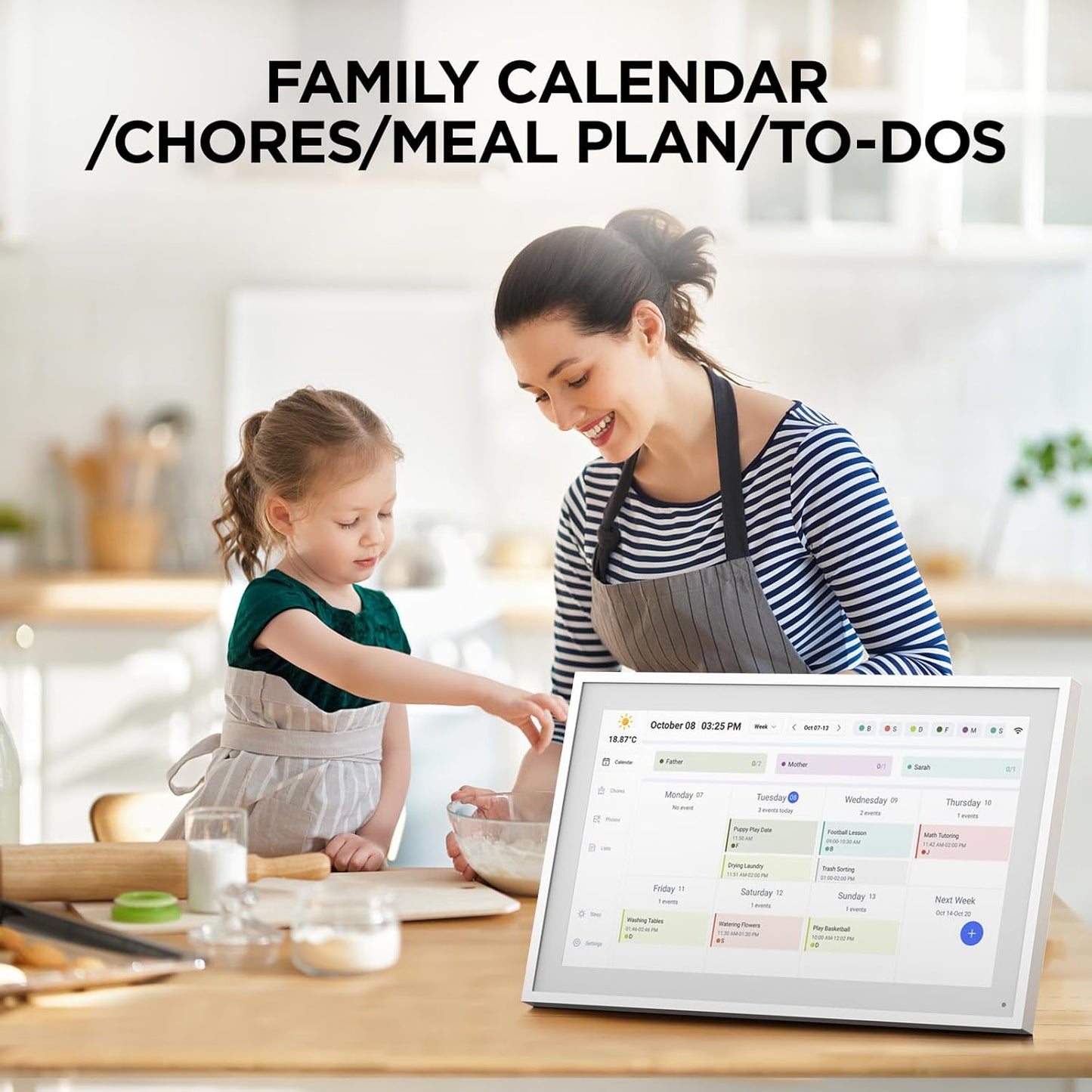 10.1 Inch Smart Digital Calendar, Electronic Desk Calendar, 1920 * 1080 IPS Full HD Touch Screen Display for Family Meal Planner Support - Streamline Household Organization
