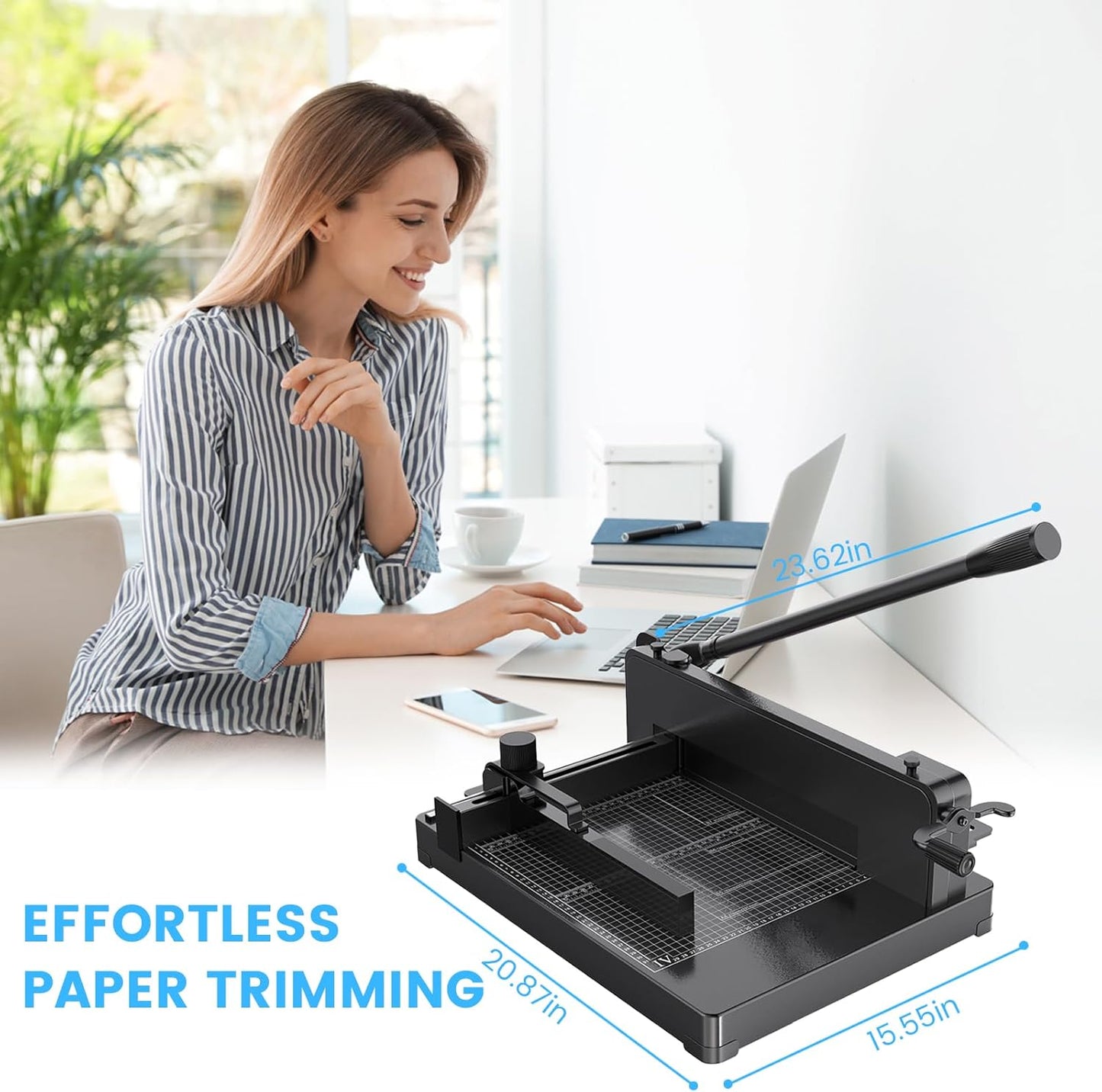 Heavy Duty Paper Cutter for A4 Paper, Guillotine Paper Cutter 12 Inch, 400 Sheet Capacity, Solid Steel Construction, Black