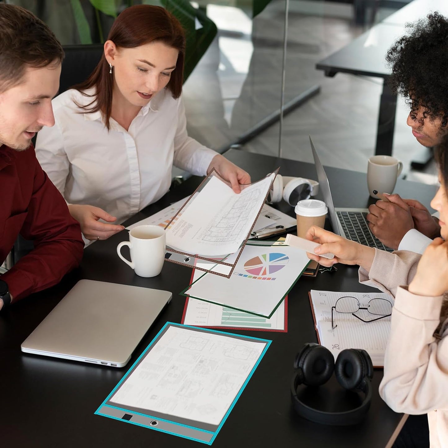 80 Packs Dry-Erase Pockets Bulk Oversized Reusable Dry Erase Pocket Sleeves with 5 Rings, 16 Assorted Colors 10x14 Ticket Holders, Clear Plastic Sheet Protectors, Teacher School Classroom Supplies