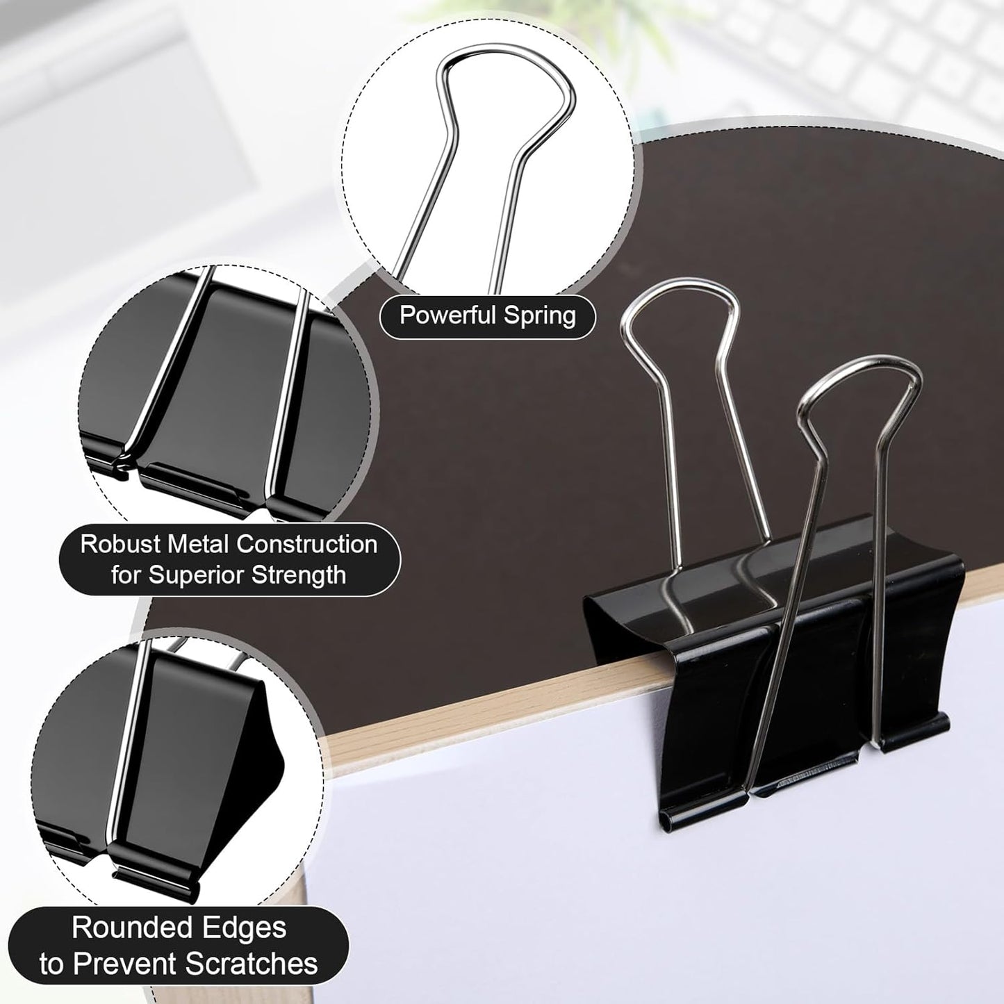 48 Pack Extra Large Binder Clips 3 Inch Metal Jumbo Binder Clips Black Big Paper Clamps for Teachers, Students, Office, Home, School Supplies