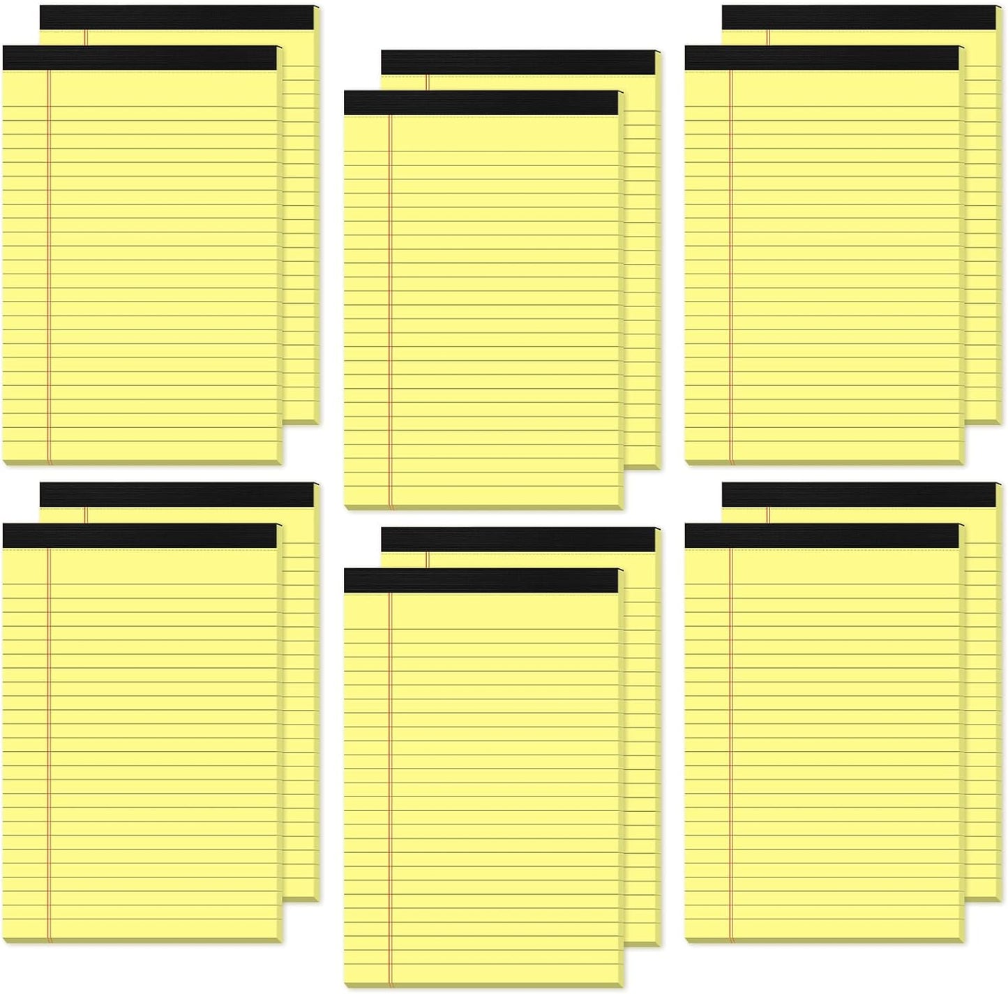 12 Pack Small Yellow Legal Pads 5x8 Note Pads 5x8 College Ruled Yellow Notepads 5x8 Narrow Ruled Yellow Paper Pads 25 Lines 80 GSM Small Paper Tablets 5x8" Lined Notepad With 30 Sheets Per Legal Pad