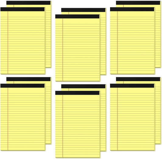 12 Pack Small Yellow Legal Pads 5x8 Note Pads 5x8 College Ruled Yellow Notepads 5x8 Narrow Ruled Yellow Paper Pads 25 Lines 80 GSM Small Paper Tablets 5x8" Lined Notepad With 30 Sheets Per Legal Pad