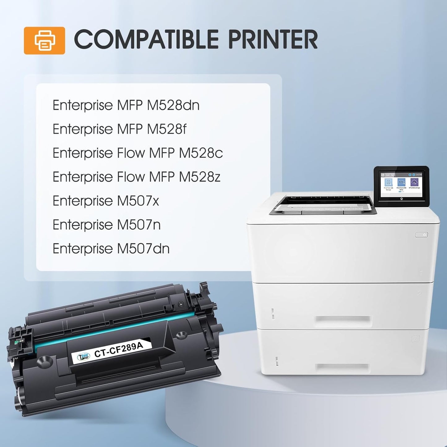 89A Black Toner Cartridge 2 Pack Compatible Replacement for HP 89A CF289A 89X CF289X (with Chip) for Enterprise M507 M507n M507dn M507x MFP M528dn M528f M528c M528z M528 Series Printer