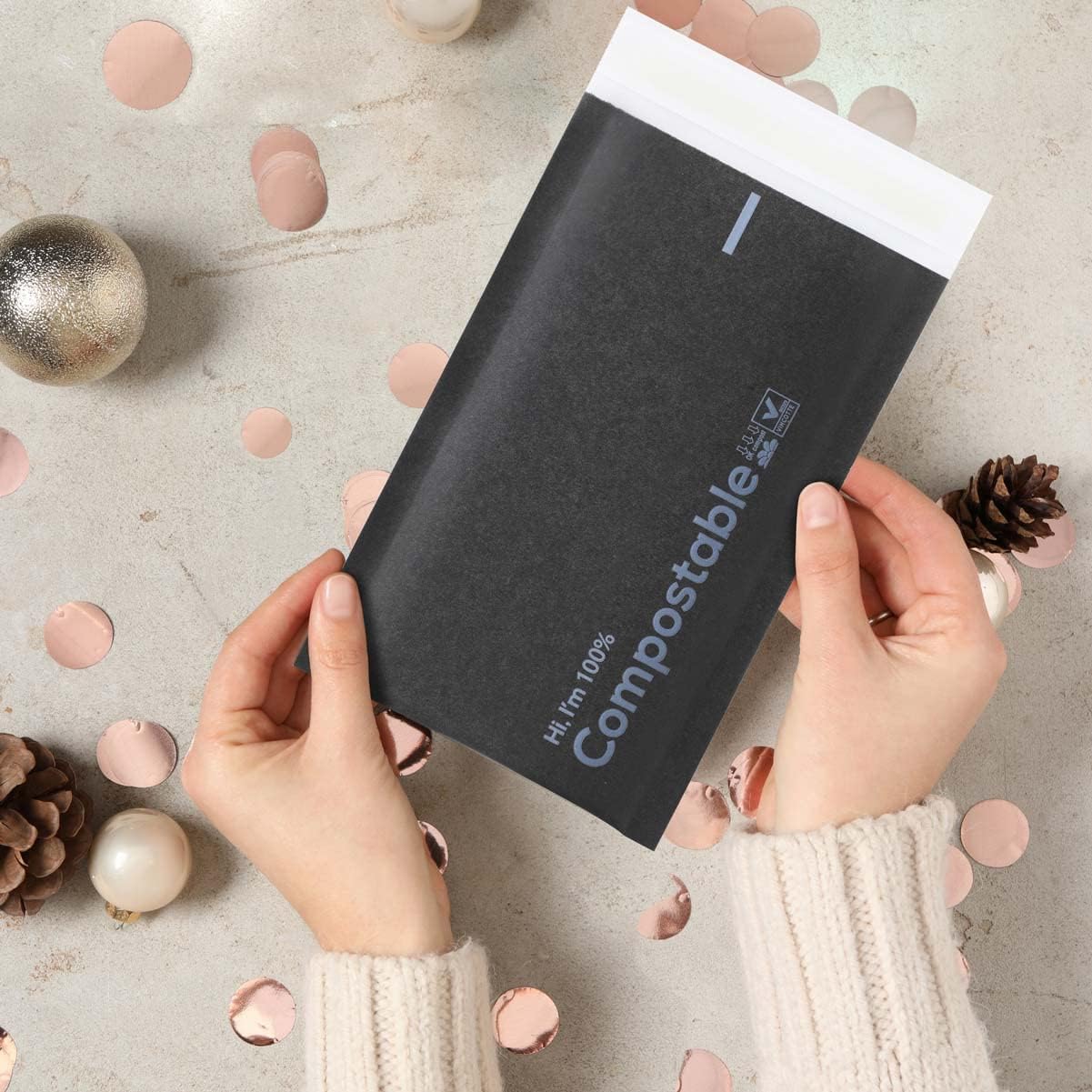 4x8 100% Biodegradable Bubble Mailers,25 Count Kraft Black #000 Compostable Padded Packaging Wrap Envelopes Pouches Eco Friendly Self Seal Bags