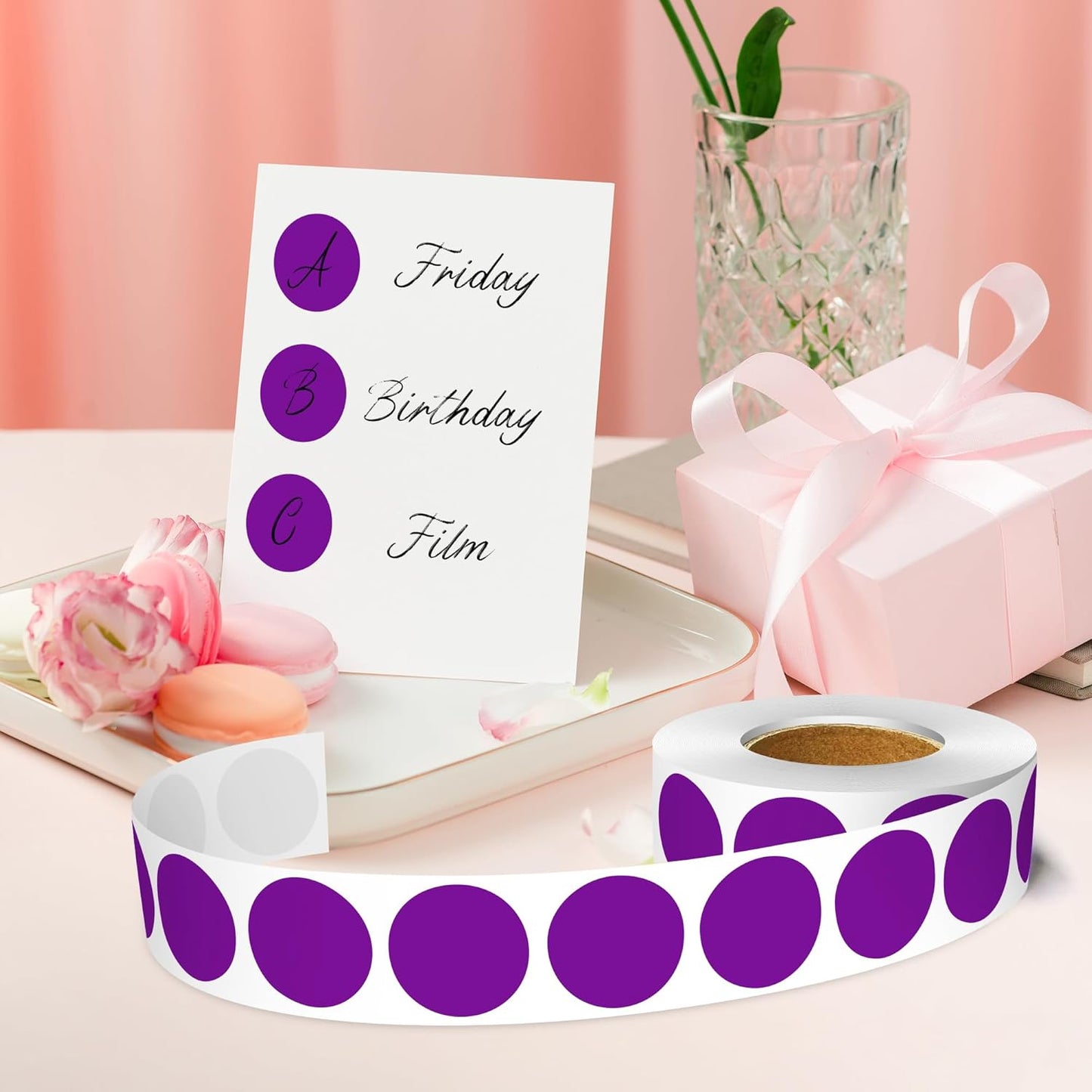 1 Inch Round Color Coding Labels, 1000 PCS Per Roll Purple Color Coded Dot Stickers, Round Color Dot Labels for Organizing, Filing, and Storage