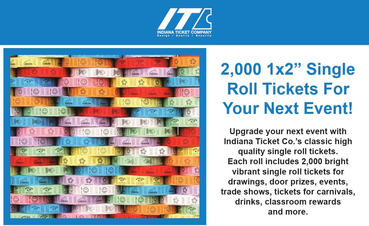 INDIANA TICKET CO. Purple Star Roll Tickets – 2000 Per Roll – Single Roll – 1" x 2" Paper Tickets for Events, Carnivals, Raffles, Admissions, Games, Fundraisers