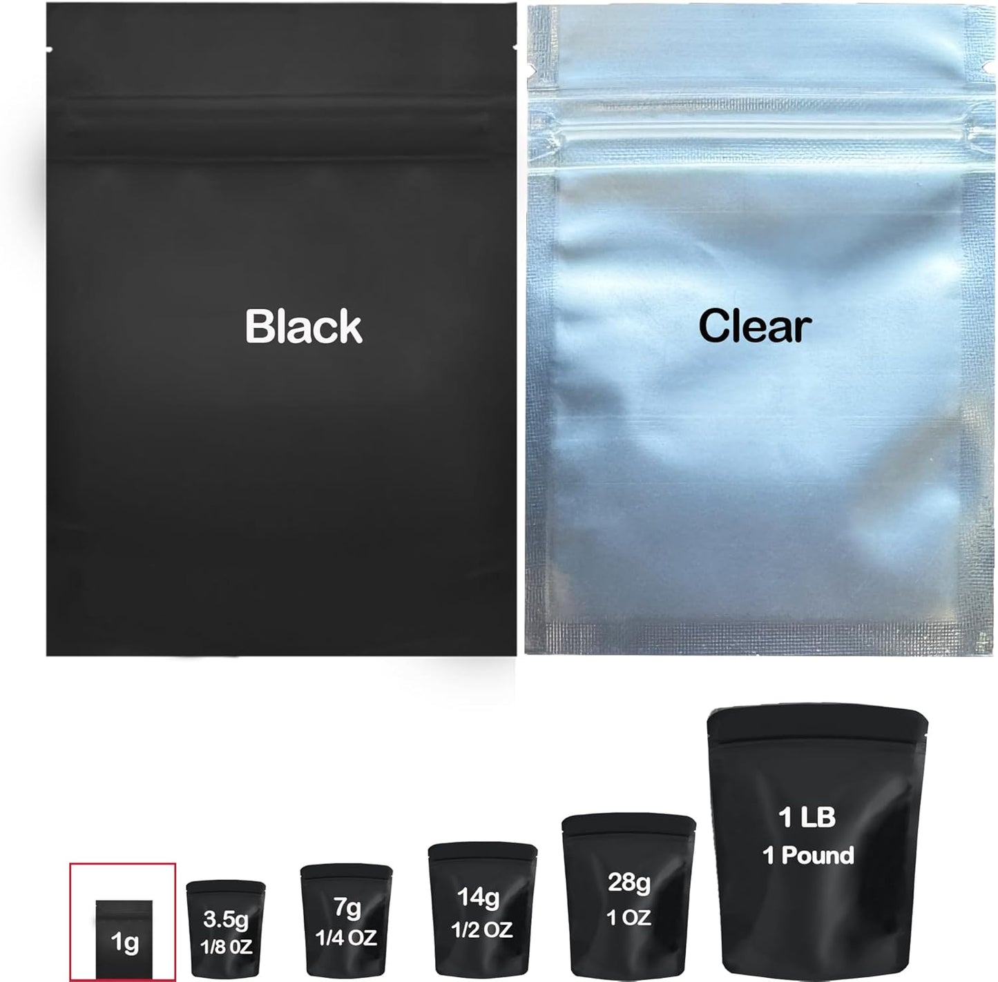 100 Pack Mylar Bags, 3 x 4 inchs Premium Smell Proof Bags with Double-sided Matte Design ，Resealable Food Storage Aluminum Foil Stand-up Packaging Bags. (1 Grams)