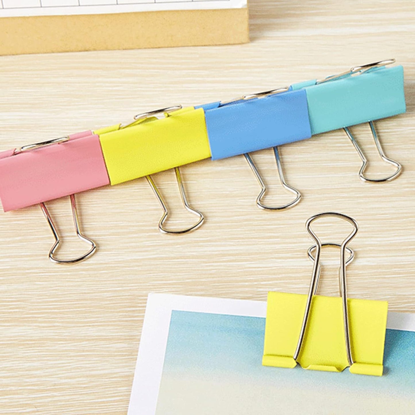 2 Inch Extra Large Binder Clips (24 Pack), Assorted Colors, Colored Jumbo Paper Clips, Big Paper Clamps, Binder Clips Large Size for Home, School and Office Supplies