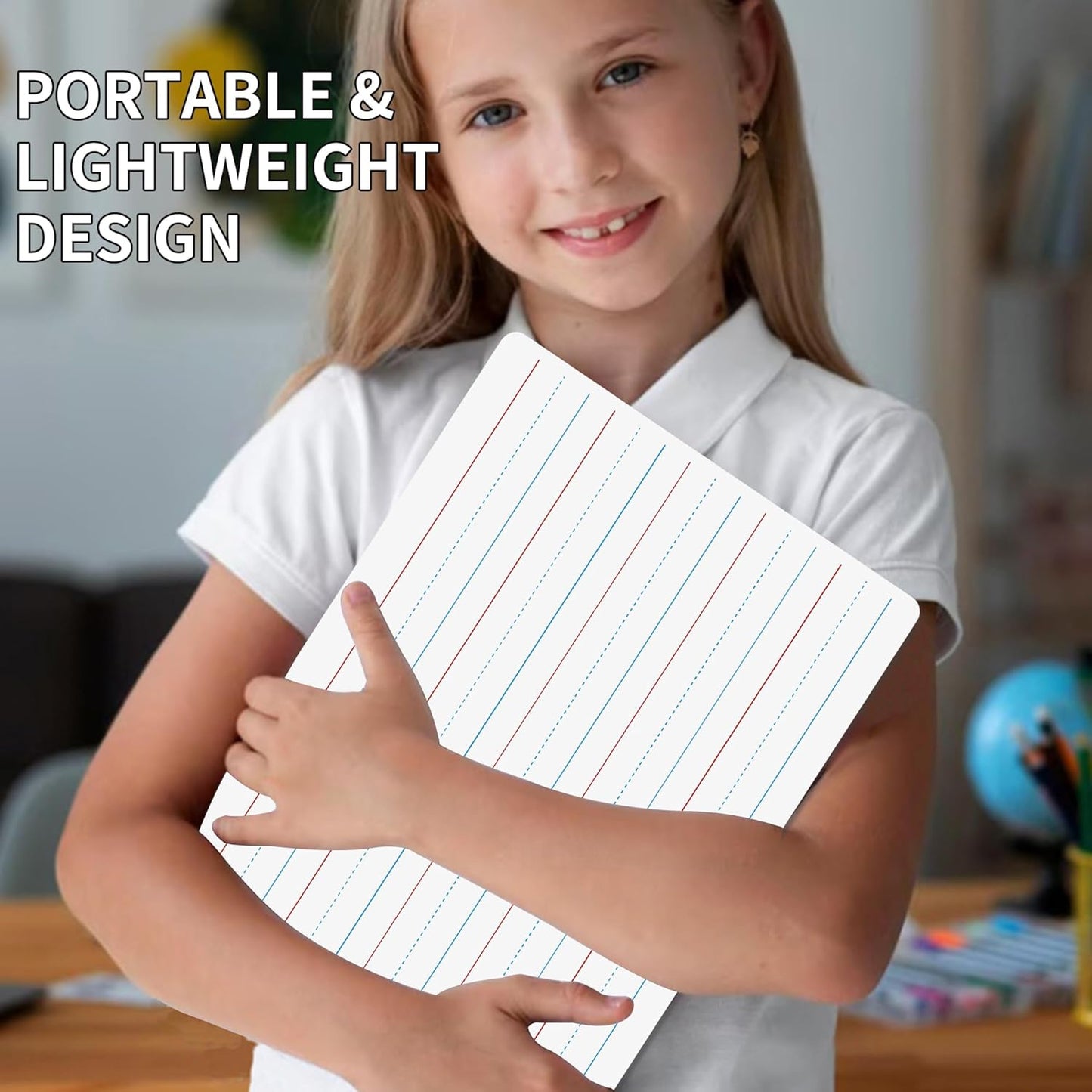 2pack 9x12 inches Dry Erase Board Lapboard Reusable Lined Erasable Ruled Writing Note Pad Lapboard,Blank Whiteboard on Reverse Mini Whiteboard,Small White Board Dry Erase for Students & Classroom