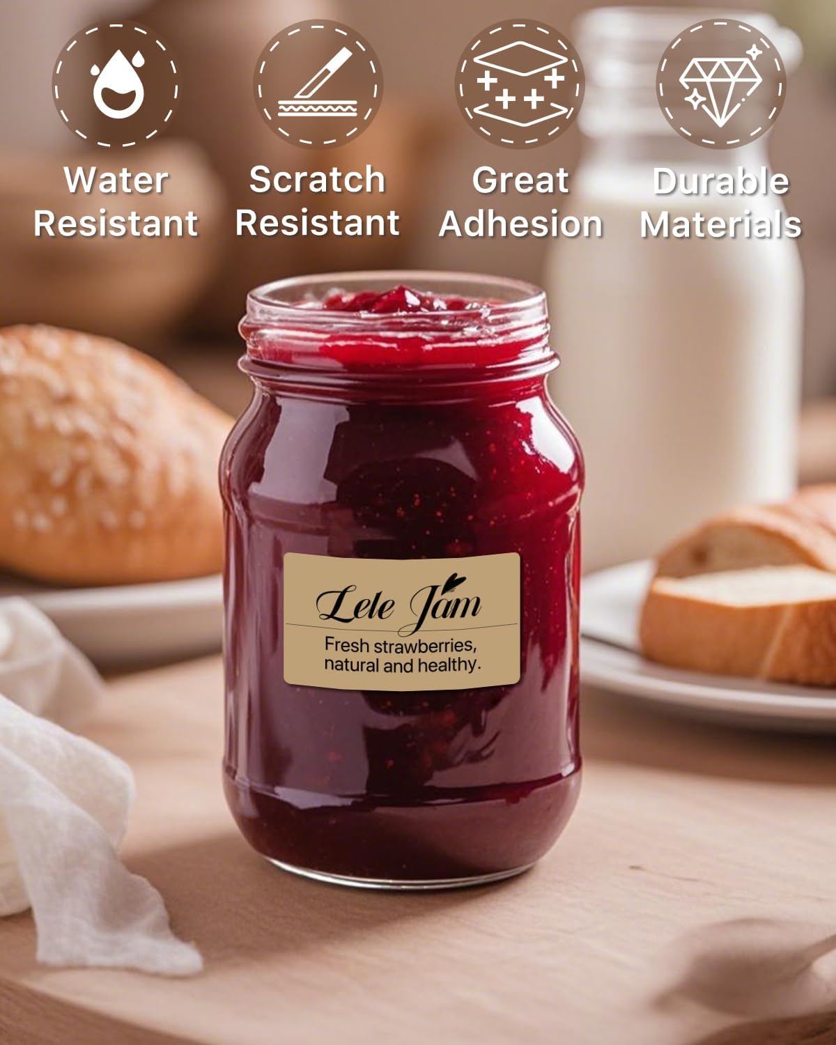 iEager 2.25x1.25 Inch Thermal Labels, Brown Durable Thermal Printer Stickers, Self-Adhesive Rectangle Shipping Label Printer Sticker for Barcode, Name, Address, 1000 Labels/Roll