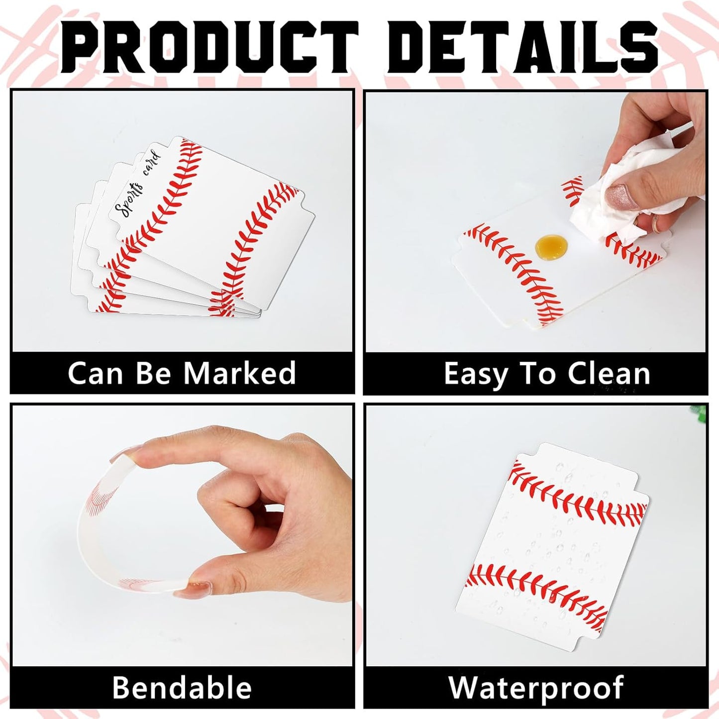 50pcs Baseball Card Dividers Plastic Index Card Storage Dividers with Tabs for Boys Gifts Card Separators for Sports Recipe Game Card Organize