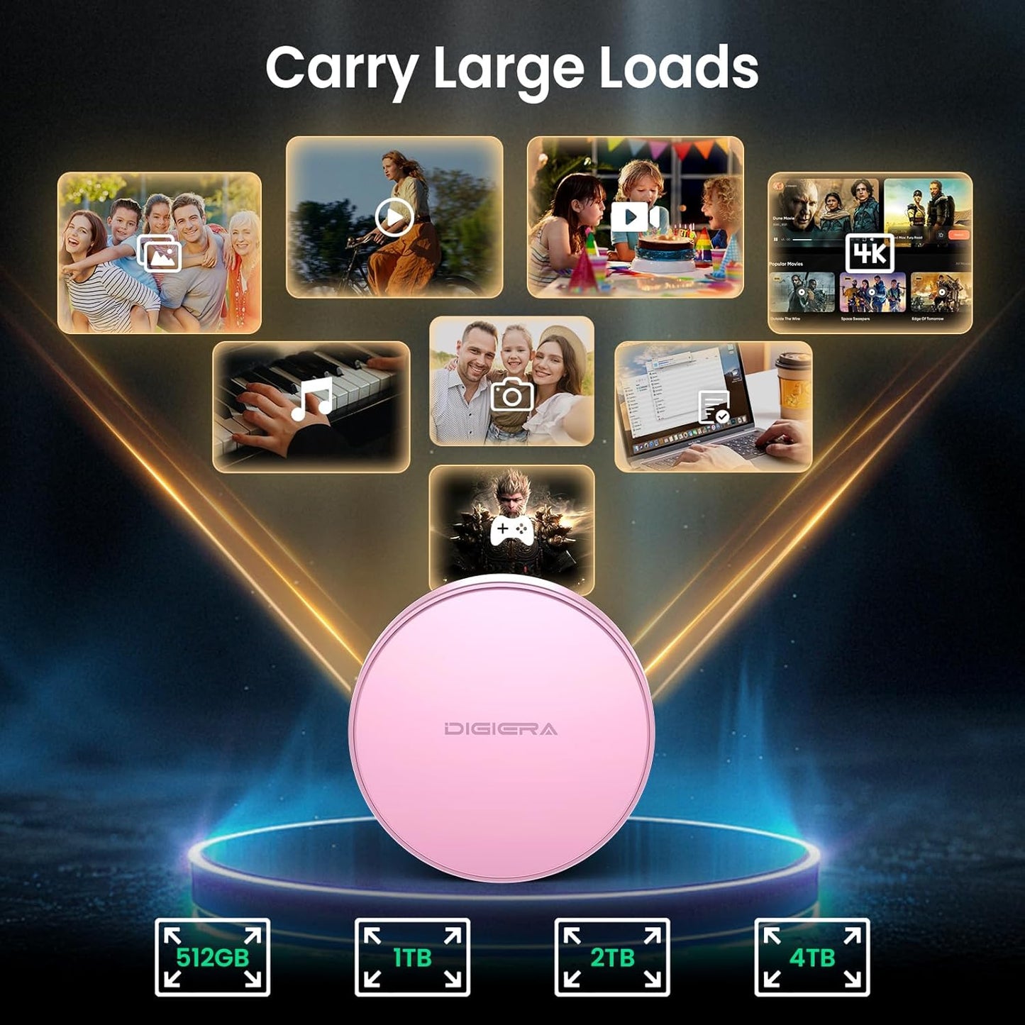 4TB Magnetic Portable SSD, External Solid State Drives with USB-C 3.2 Gen 2x2, Speed Up to 2000MB/s, Compact & Durable, Compatible with iPhone 15/16 Series and Other USB-C Devices, Pink