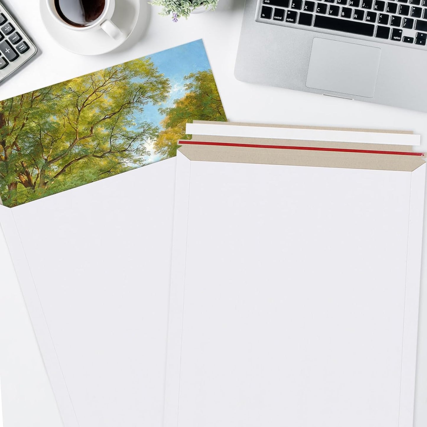 25 Pack 13x18 inch Large Rigid Mailer Self Seal Photo Document Mailers, Stay Flat White Cardboard Envelopes White Photography Mailers for CD, Photos, Document