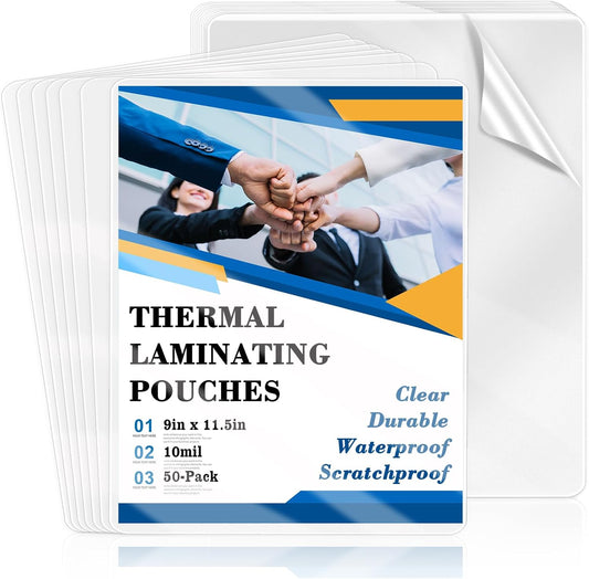 50 Pack 9x11.5inch 10mil Letter Size Laminating Sheets Thermal Laminating Pouches Laminator Sheets File Card Laminator Pouches 8.5x11inch for Work Permits Cards File Photos (50, 9"x11.5"-10mi)