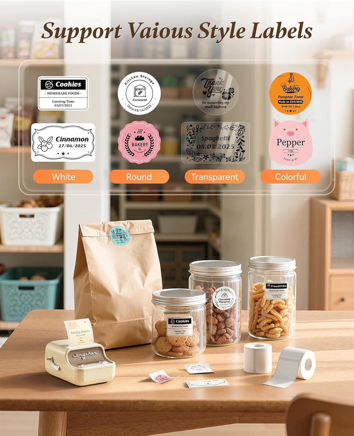 NIIMBOT B21 Label Maker, Thermal Label Printer, Portable Inkless Label Makers for Home/Office/Business, with 1 Pack 50x30mm White Label, Compatible with iOS & Android, (White)