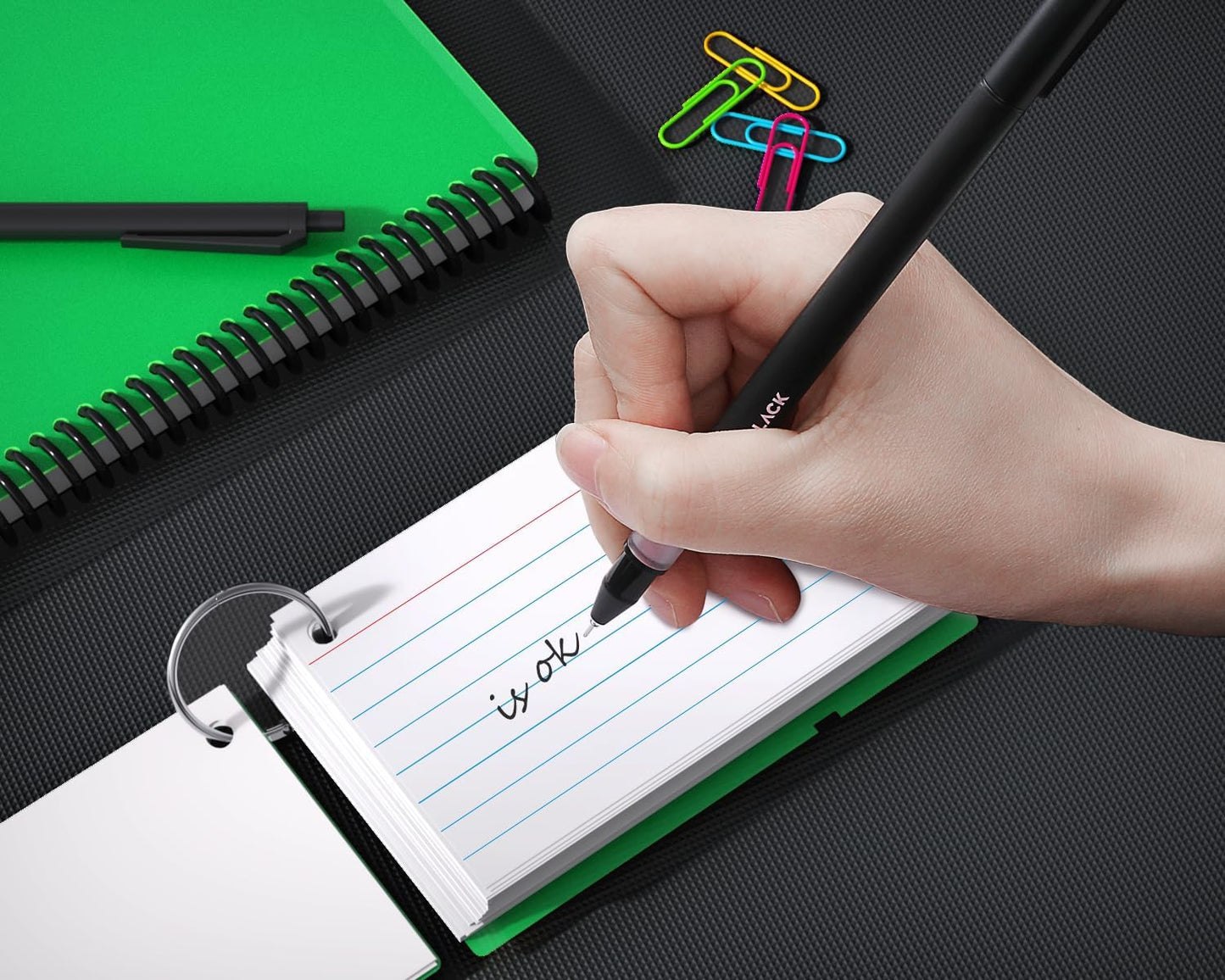 Index Cards 3x5, Flash Cards with Ring, 200 PCS, Ruled Note Cards, Flash Cards for Studying, 4 Packs of 50 sheets, 3x5 Note Cards for Office, Home, School