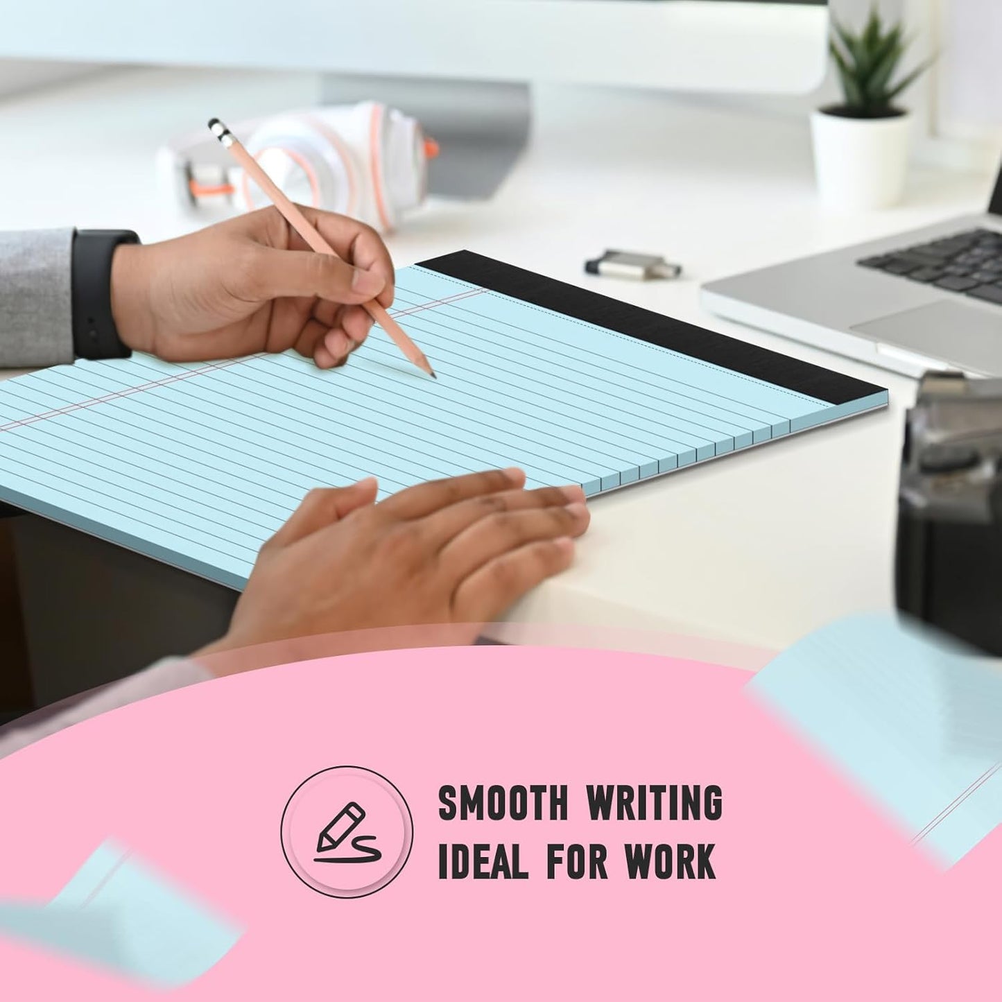 8.5 x 11 Legal Pads, 6 Pack Colored Legal Pads, Wide Ruled, Note Pads 8.5 x 11, Writing Pad, Multicolor Perforated Note Pads with Sturdy White Back, 30 Sheets Per Notepad for School, Home, Office