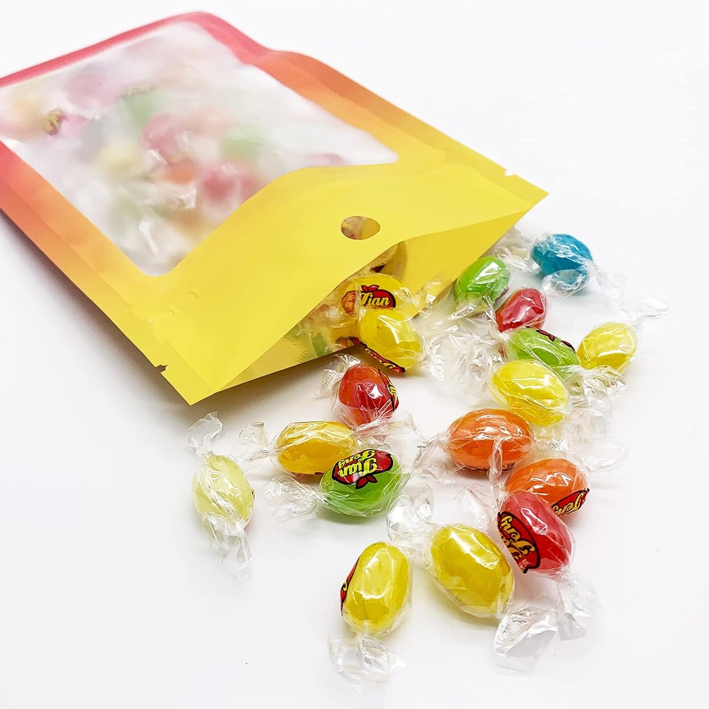 100 Pcs Resealable Mylar Bags, Gradient Color Food Storage Bags, Zip Bag Foil Bags Packaging Pouch for Food Storage, Sample, Small Business (Yellow Orange, 2.7 X 3.9 Inch)