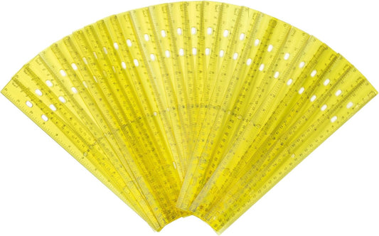 28 Pack Plastic Ruler 12 Inch Transparent Rulers - Metric Bulk for Kids School Office Classroom, Yellow