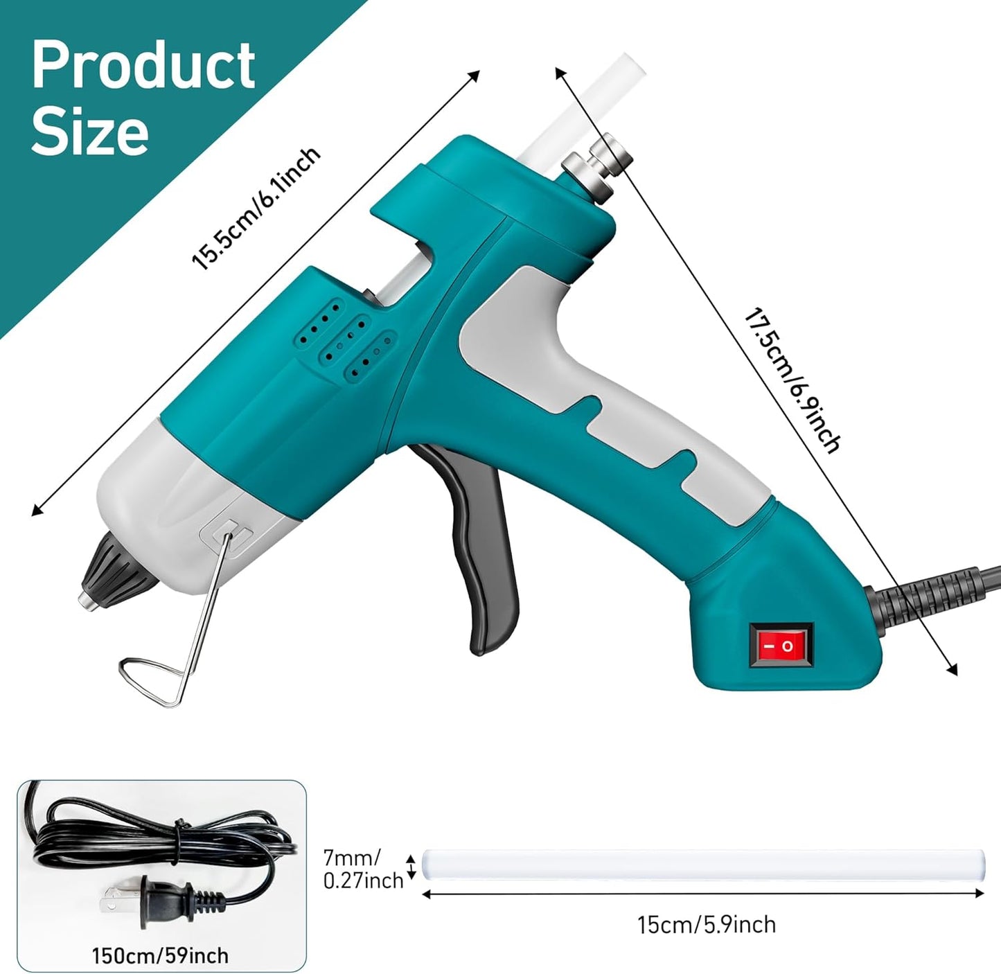 110V/20W Hot Glue Gun with 30 Glue Sticks Set,Lightweight Craft Gun for DIY,Home Repairs and Kids' School Projects