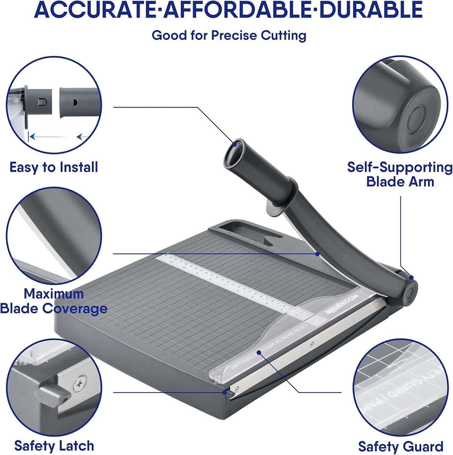 Paper Cutter,Paper Trimmer12" Cutting Length Heavy Duty Guillotine Paper Slicer with Safety Guard and Blade Lock,12 Sheets Capacity,Ideal for Offices,Homes,Printing Shops,Photo Studios (948GREY)