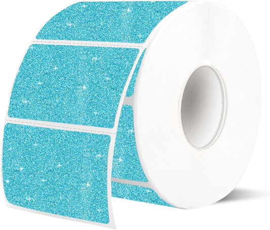 2.25"x1.25" Holographic Thermal Labels Stickers, Glitter Direct Thermal Printer Labels, Waterproof Self-Adhesive Address Shipping Label Stickers, 300 Sheet/ 1 Roll, Holographic Shiny Blue