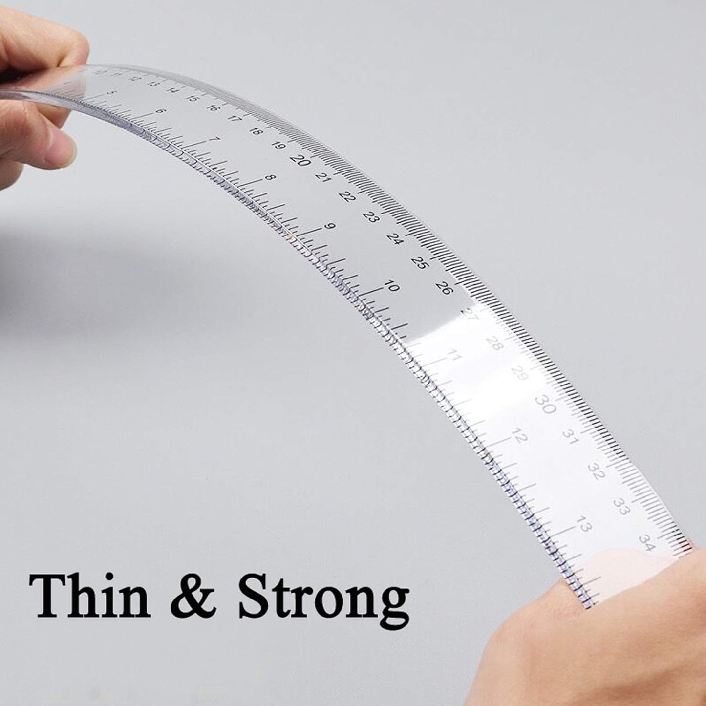 2 Pack Plastic Ruler Straight Ruler Clear See Through Measuring Acrylic Tool for Student School Office with Centimeters and Inches(6 Inch+12 Inch)