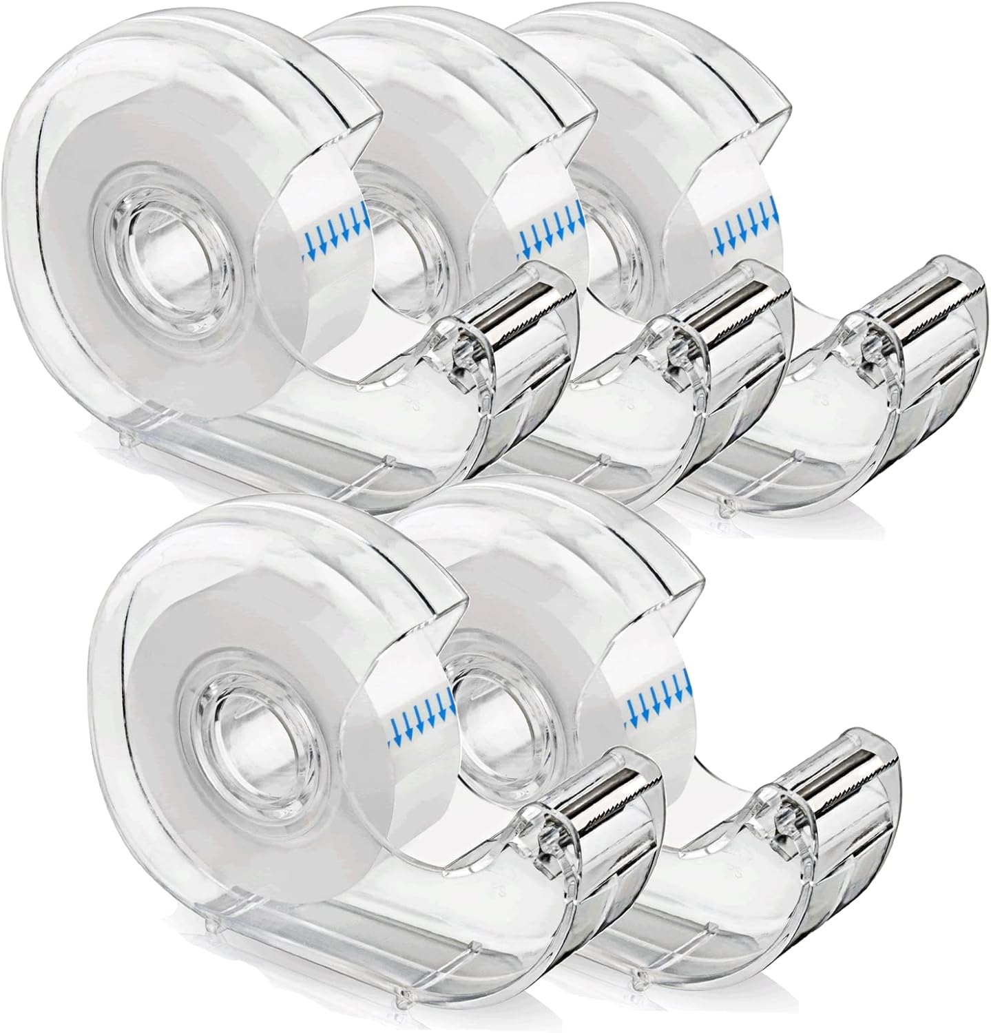 KIDMEN Transparent Tape,Clear Tape for Office,Home,School,5 Dispensered Rolls,0.7 x 1300 Inch