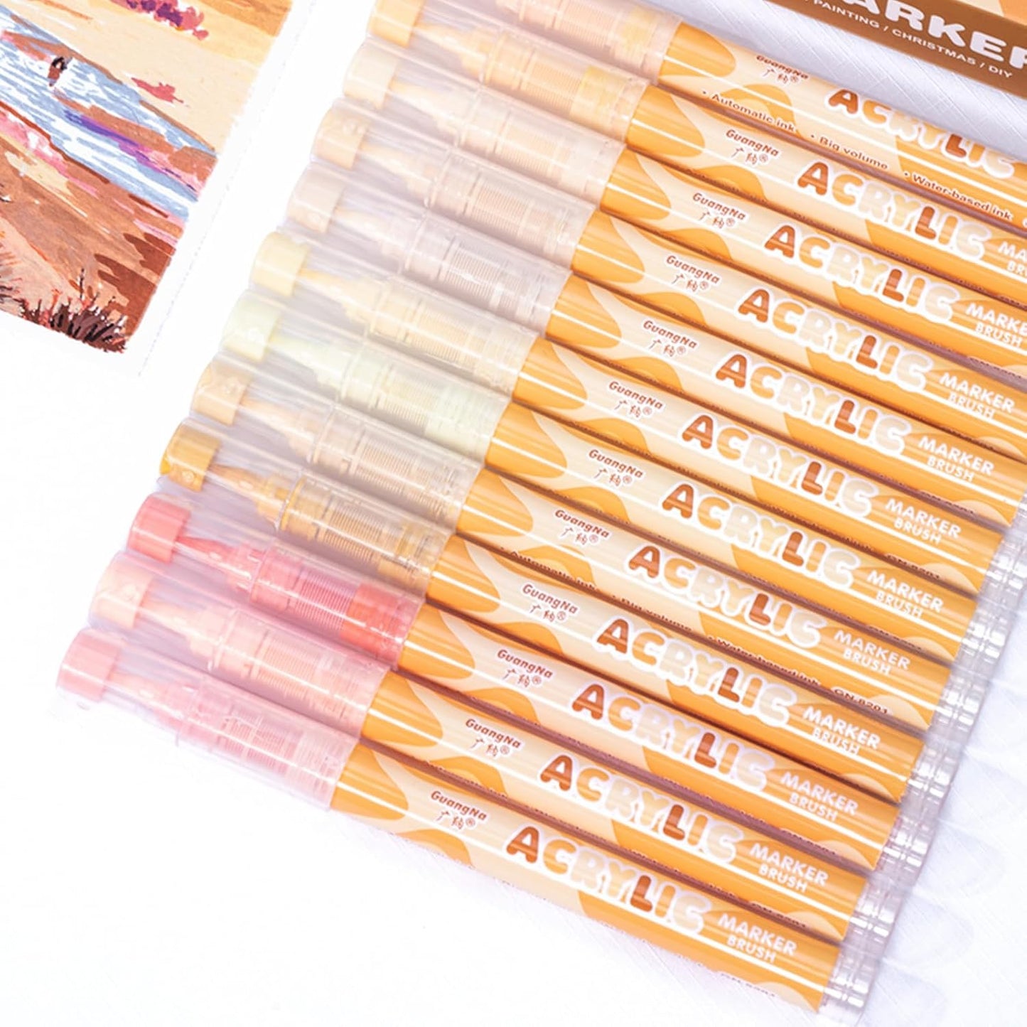 JRQ Skin Tone Acrylic Paint Markers, 24 Colors Brush Tip Acrylic Paint Pen Set for Darwing Sketch Portrait Illustration Anime Manga Illustration Kids Adults