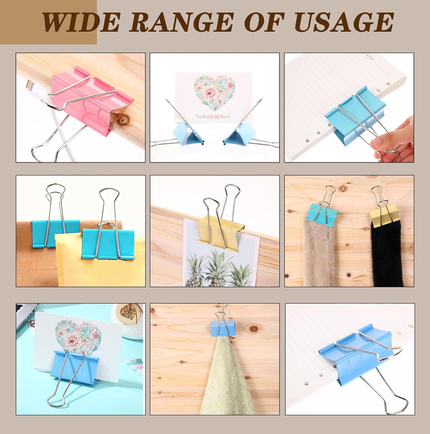 Jetec 48 Pcs 3 Inch Jumbo Binder Clips Extra Large Binder Clips Bulk Colored Big Heavy Duty Metal Giant Large Paper Clamps for Office and Home Supplies Organization Kitchen Food Bags Drawing