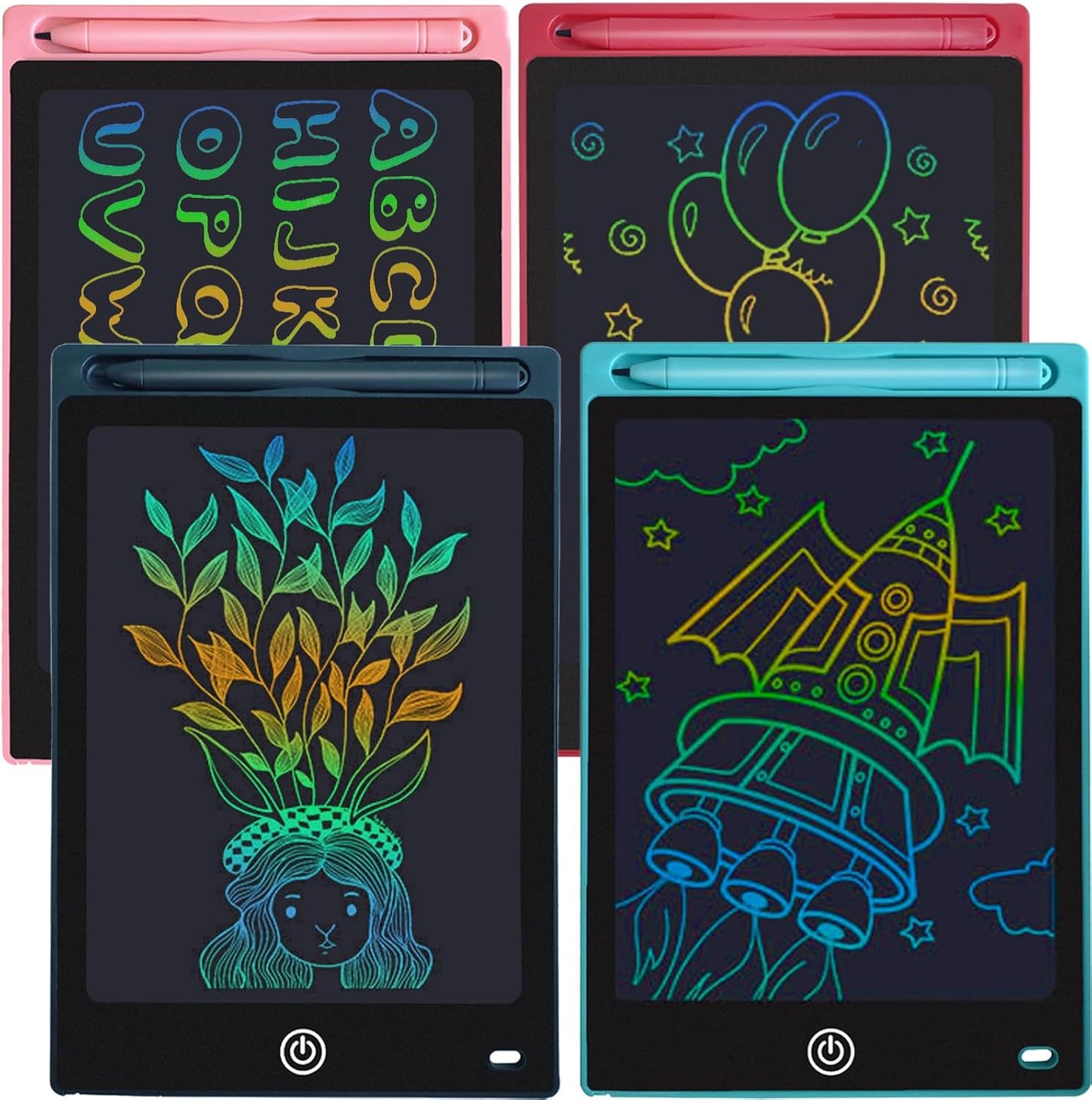 4 Pack LCD Writing Tablets for Kids, 8.5 Inch, Toddler Toys Colorful Doodle Board Birthday Gifts for Ages 3-8 Boys Girls, Drawing Tablet for Learning and Education (Blue Pink Red Black)
