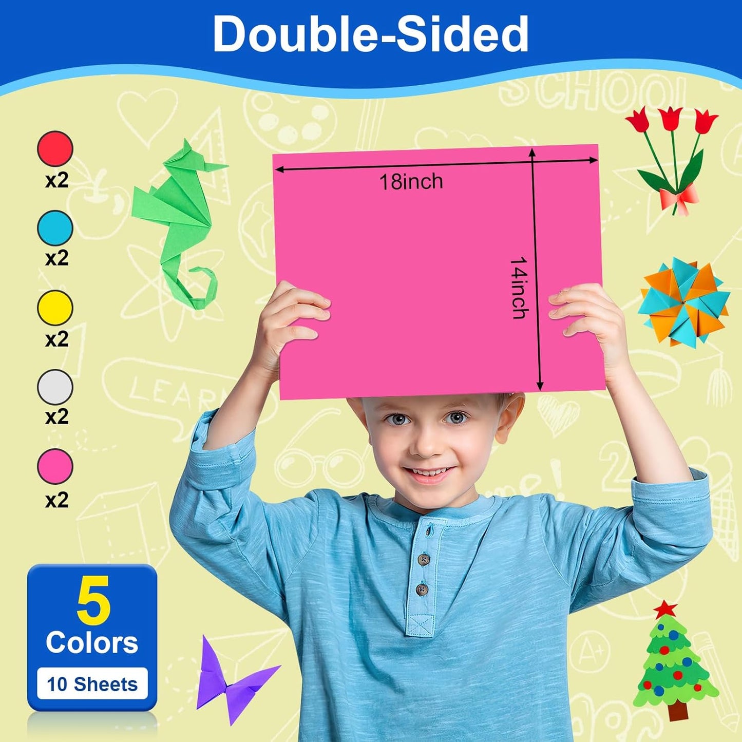 10 Pcs Poster Board Colorful Paper 14x18, ROOKEA Vision Boards Bulk Blank Graphic Display Posterboard Card Paper for Kids School Classroom Arts Craft Projects Drawing Scrapbooking