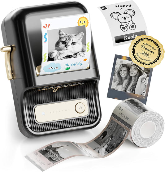 NIIMBOT B21 Pro Label Maker, 300DPI HD Label Printer, Ideal for Notes,Photos, Study Graphics, Memo Maker,50x30mm Label,230Pcs(Black)