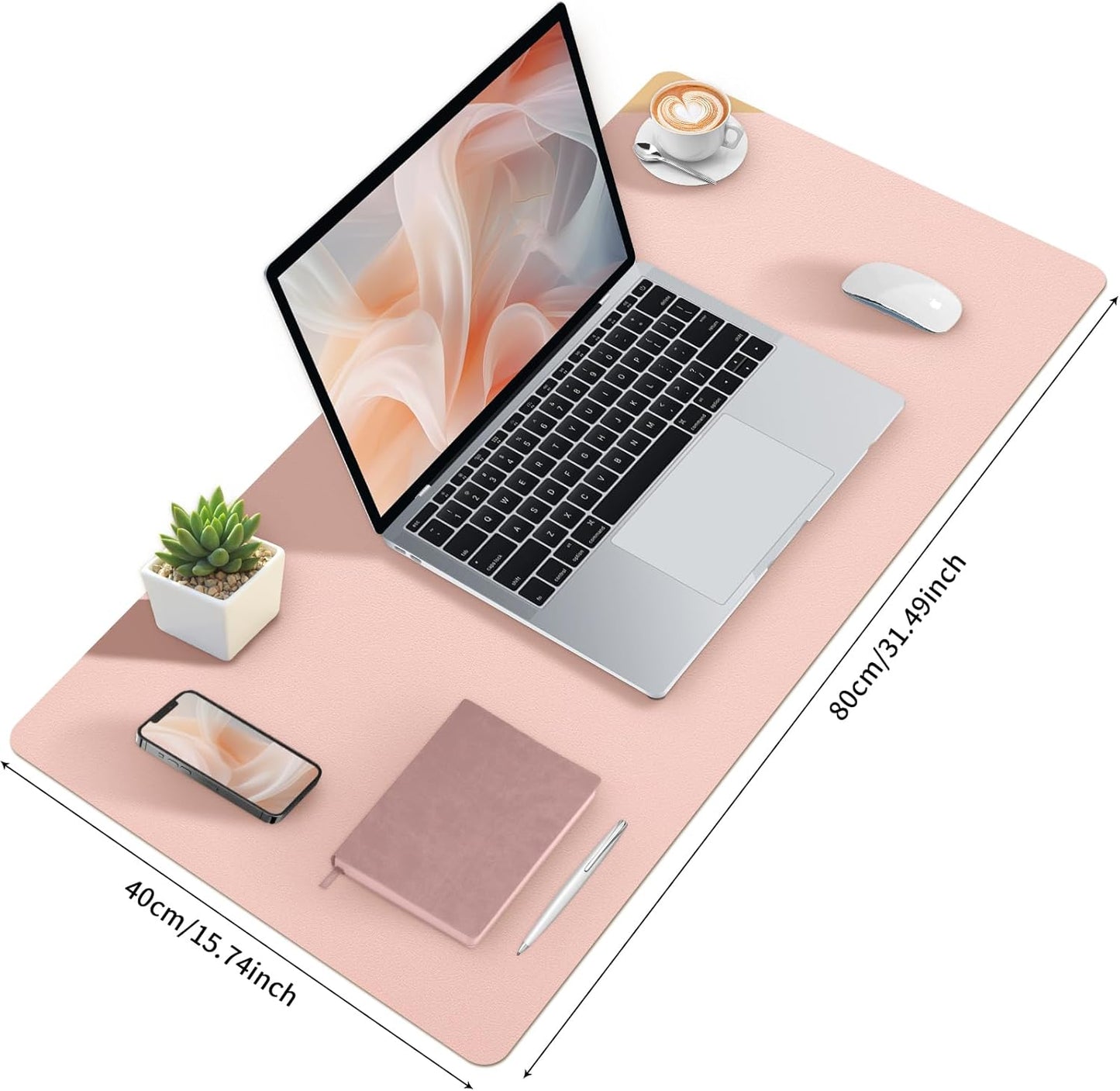 Blossoms Pink Desk Mat, Waterproof Non-Slip Leather Desk Pad, Large Mouse Pad, Desk Writing Pad, Desk Mat for Keyboard and Mouse Desk Organizers and Accessories (31.5×15.7 Inches)