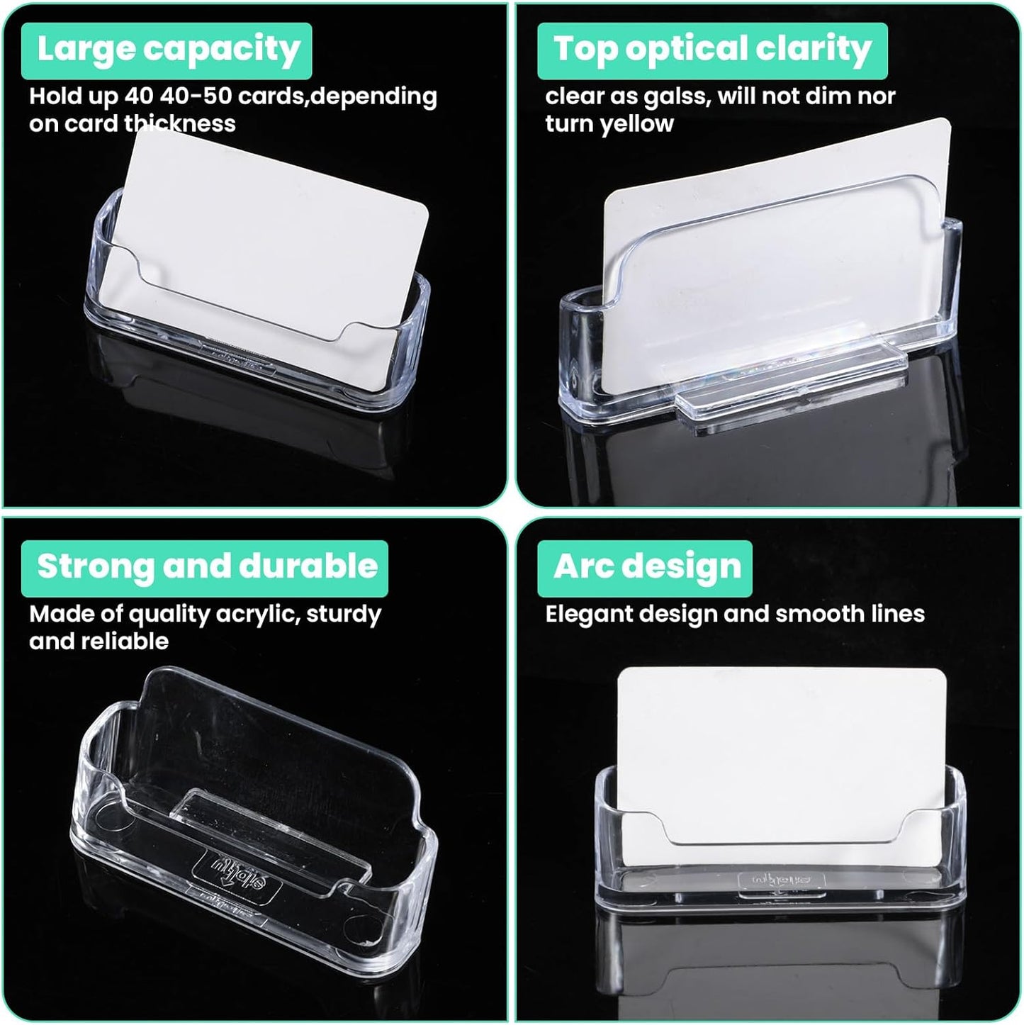 Acrylic Business Card Holder Clear Desktop Business Card Holder Display Desk Stand for Office Exhibition Paper Brochure Supplies(24 Pieces)