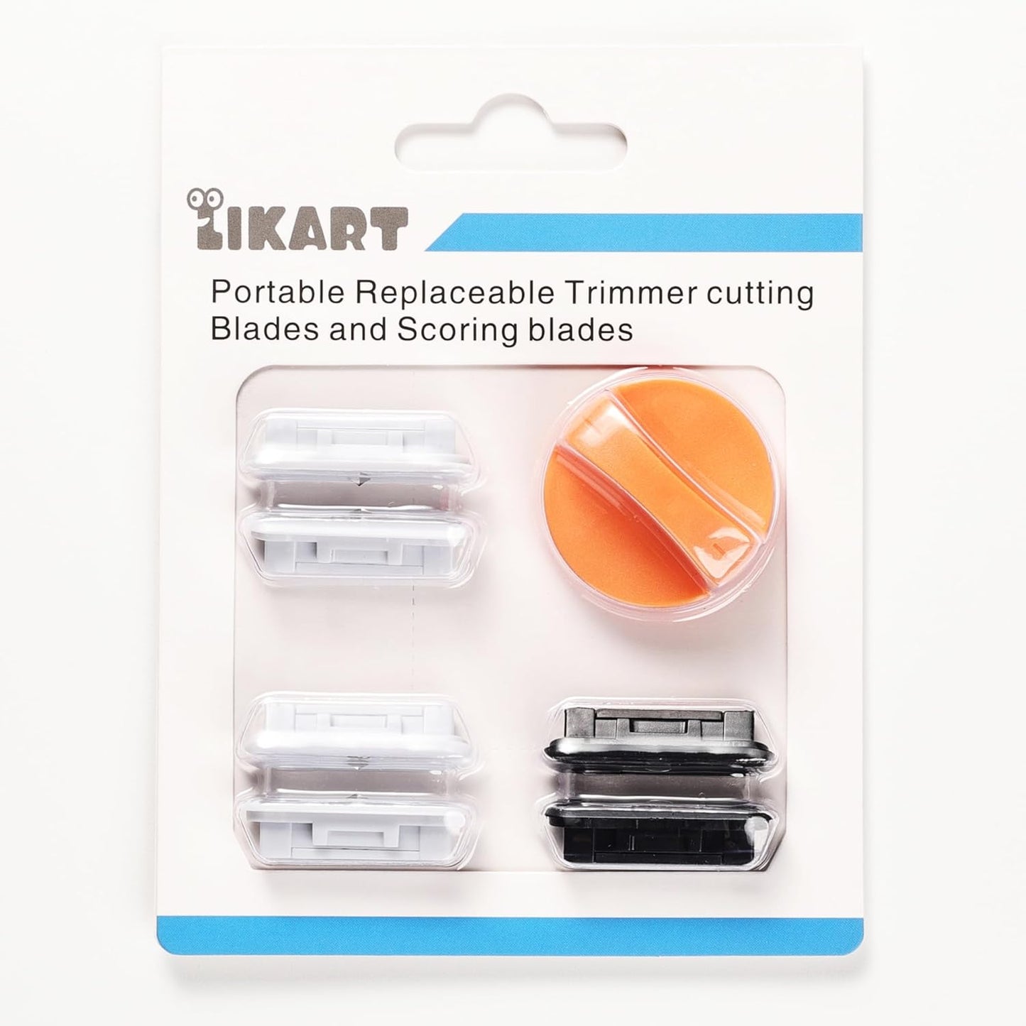 Likart 6-Pack Paper Cutter Replacement Blades kit, Portable Trimmer Cutting Blades Compatible for Portable Trimmer/Basic Trimmer/Roll Holder,4 Cutting Blades & 2 Scoring Blades with a Holder,Orange